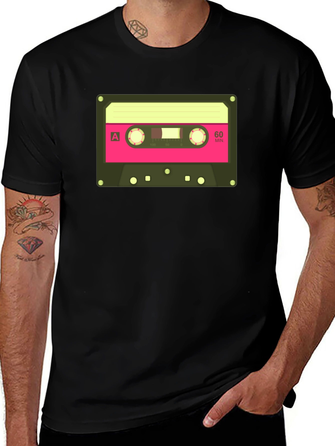 Retro Cassette Tape Graphic Tee - Classic Black T-Shirt