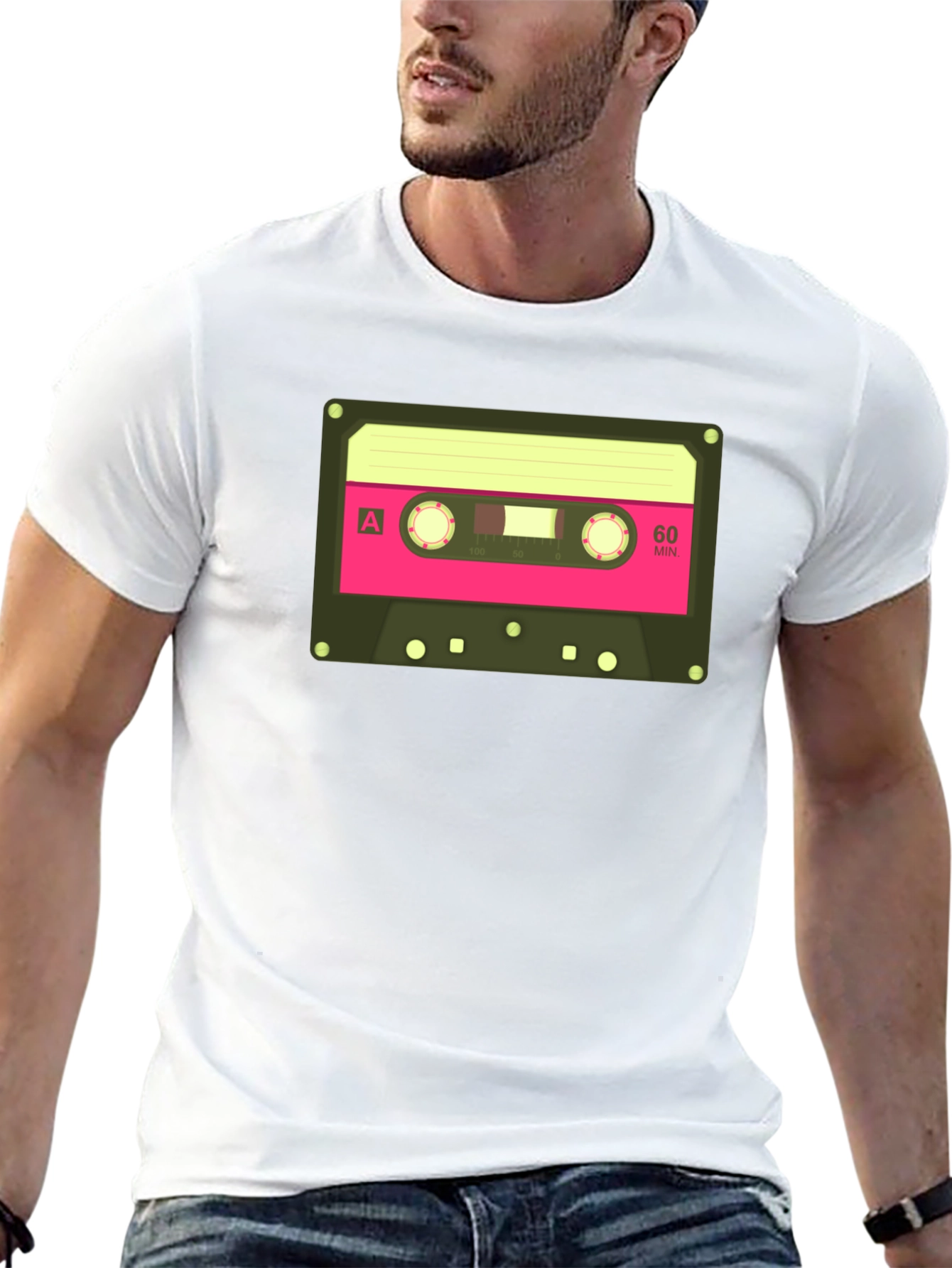 Retro Cassette Tape Graphic Tee - Classic Black T-Shirt