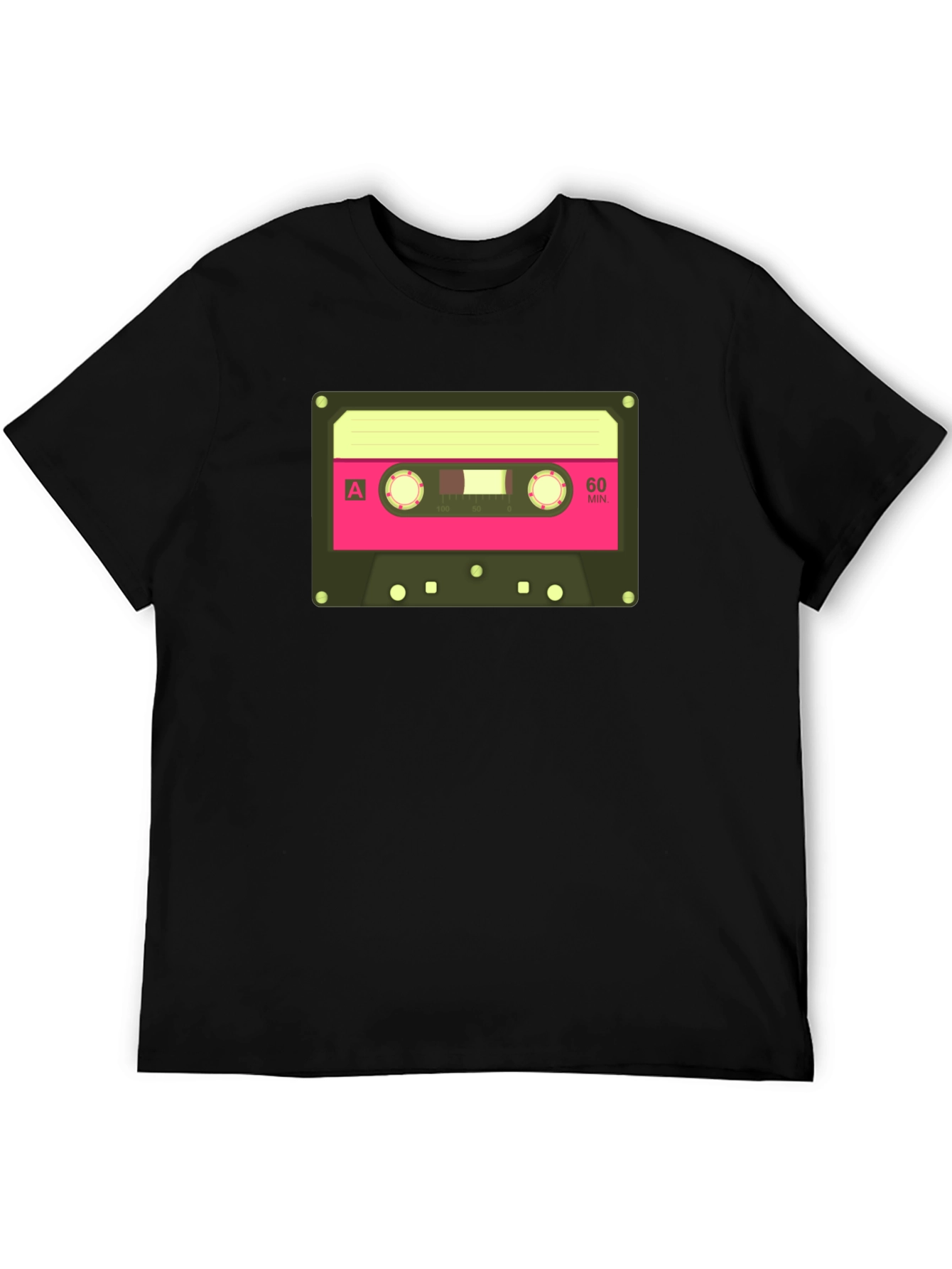 Retro Cassette Tape Graphic Tee - Classic Black T-Shirt