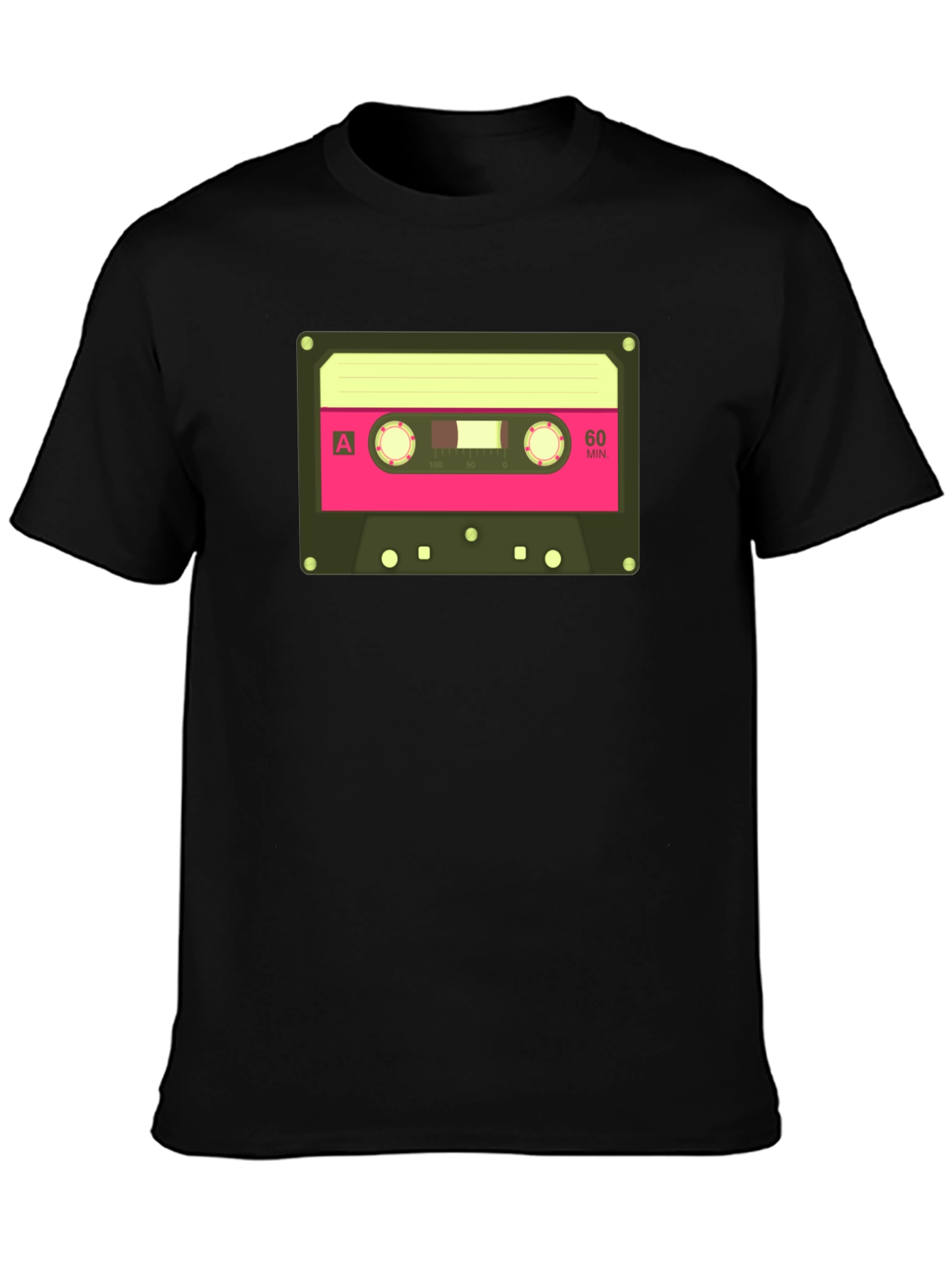 Retro Cassette Tape Graphic Tee - Classic Black T-Shirt