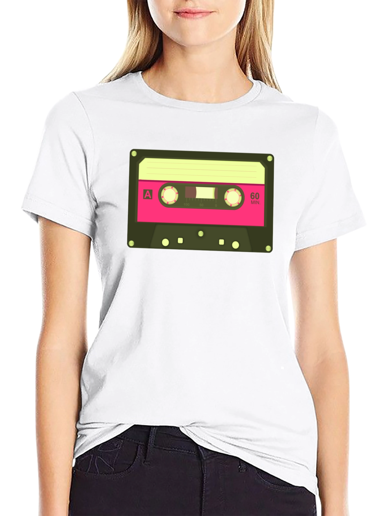 Retro Cassette Tape Graphic Tee - Classic Black T-Shirt