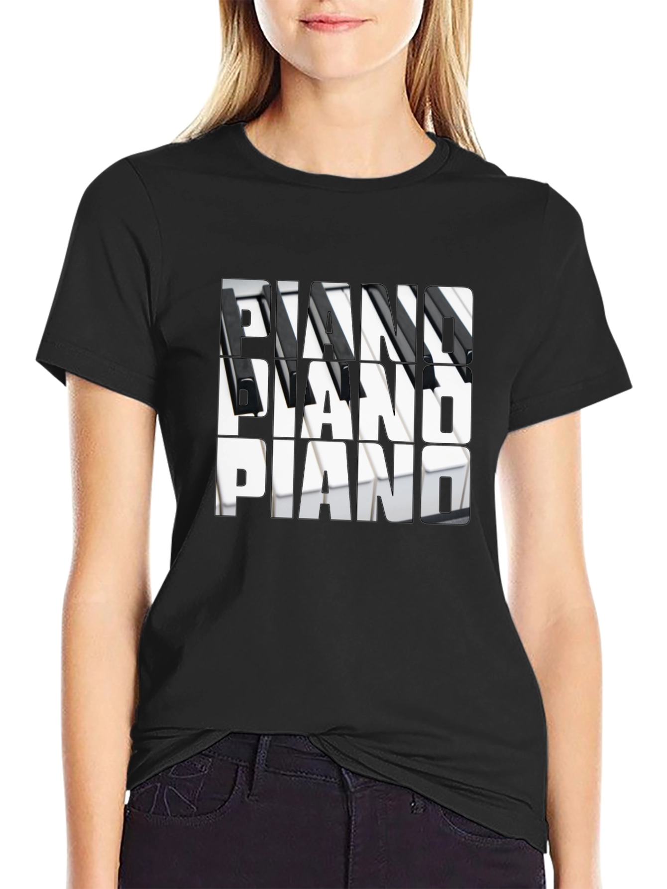 Piano Keys T-Shirt - Musical Notes Tee