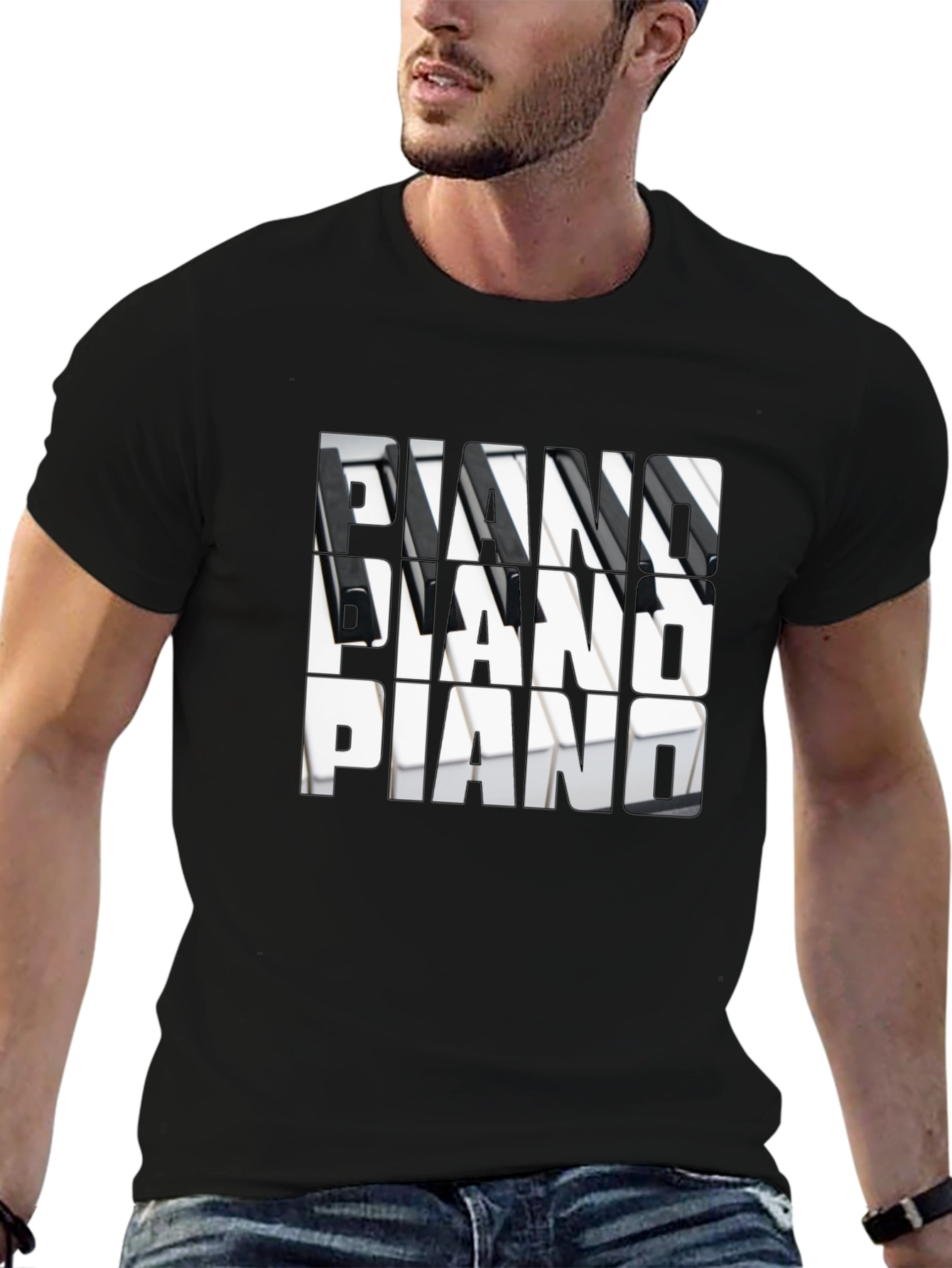 Piano Keys T-Shirt - Musical Notes Tee
