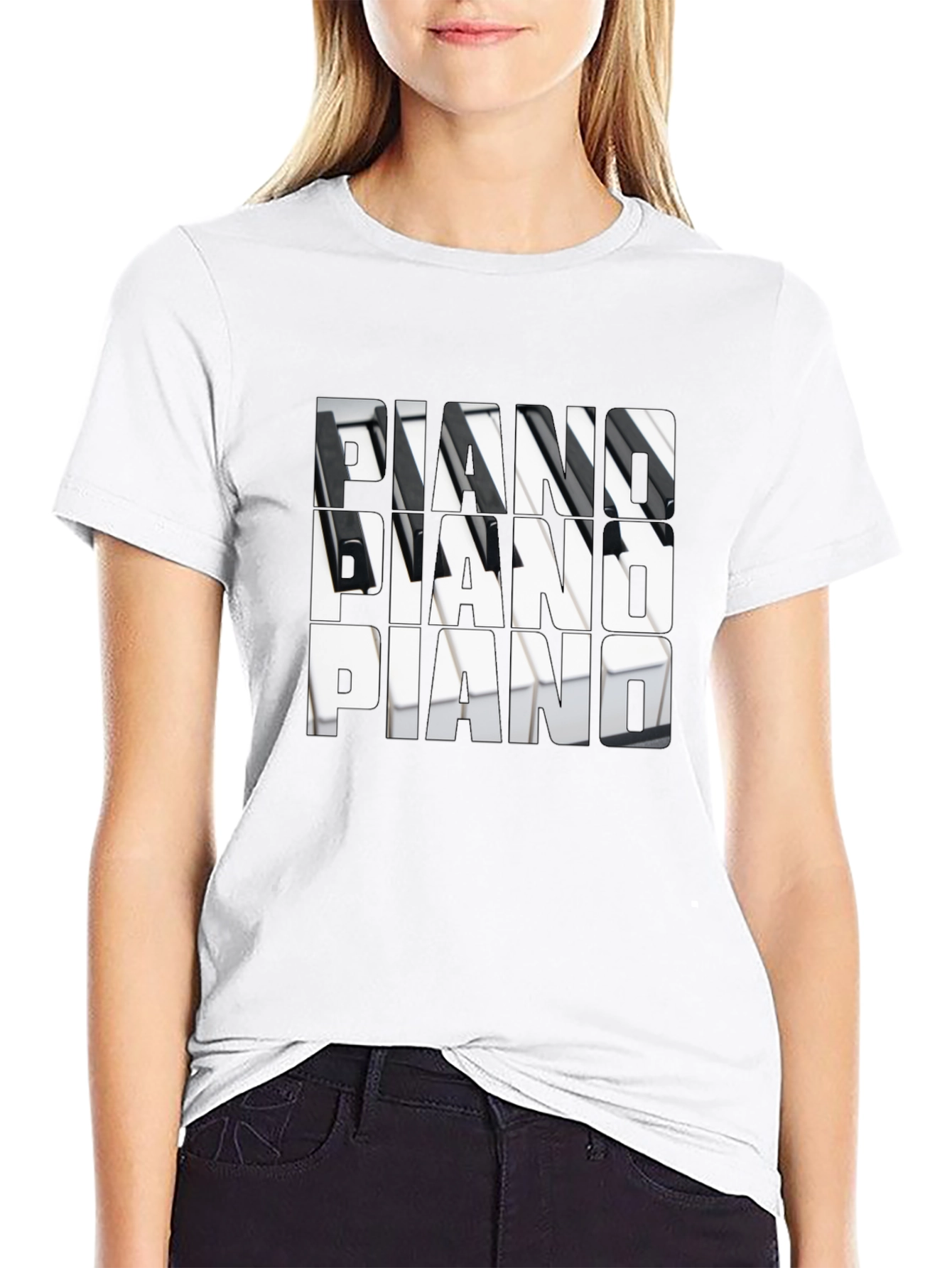 Piano Keys T-Shirt - Musical Notes Tee