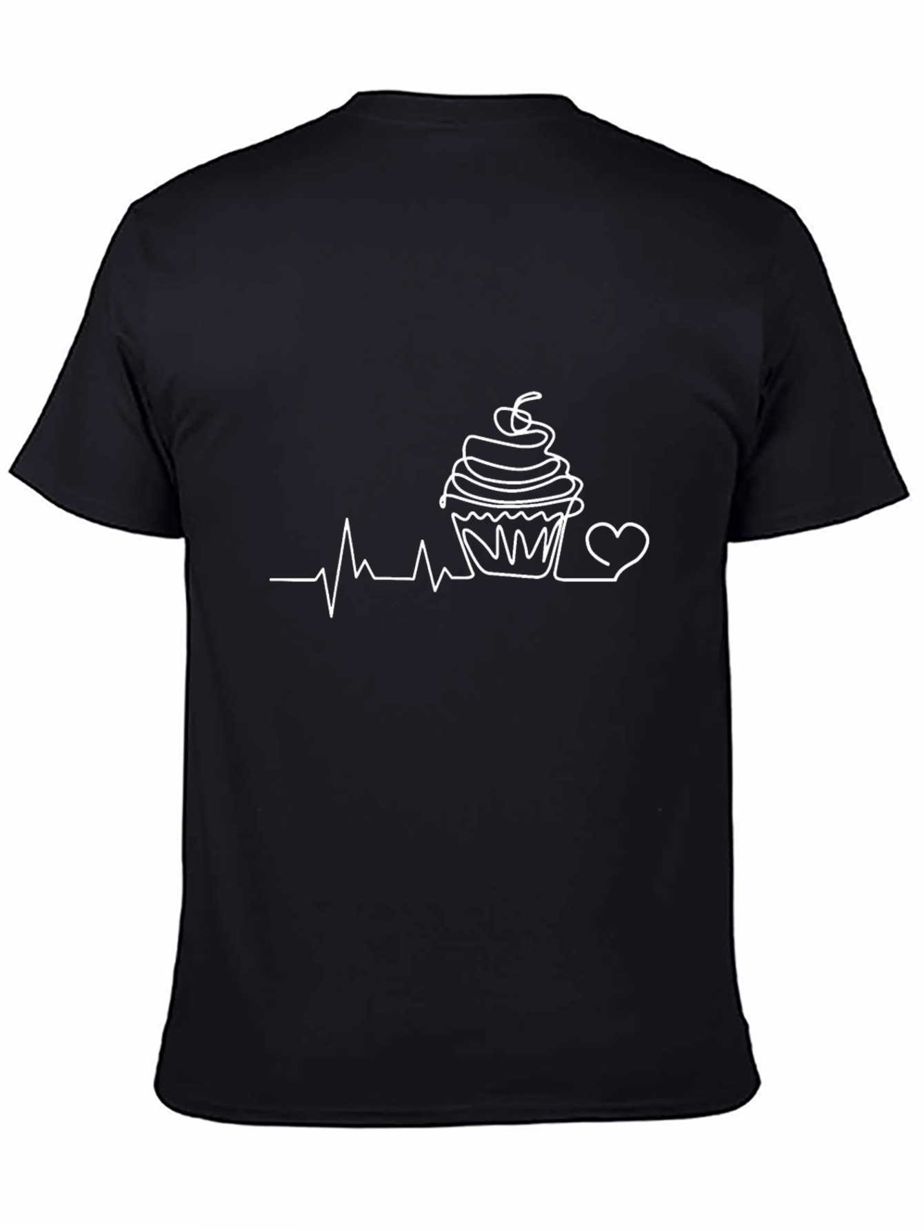 Cupcake Heartbeat Graphic Tee - Black