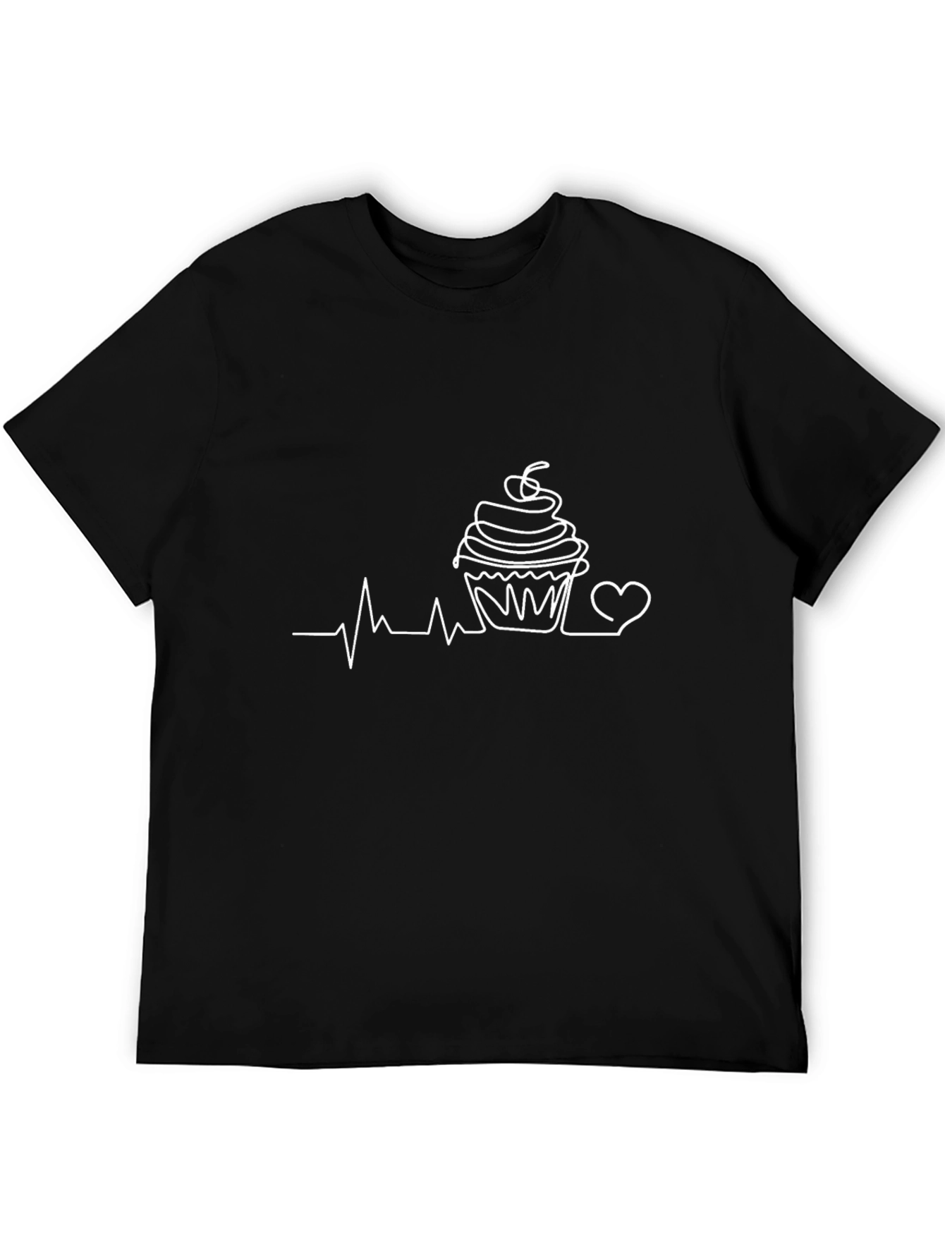Cupcake Heartbeat Graphic Tee - Black