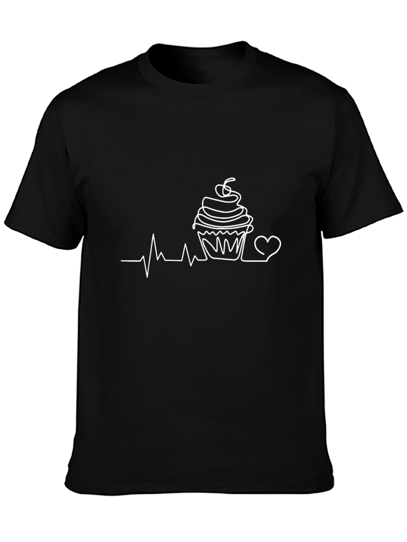 Cupcake Heartbeat Graphic Tee - Black