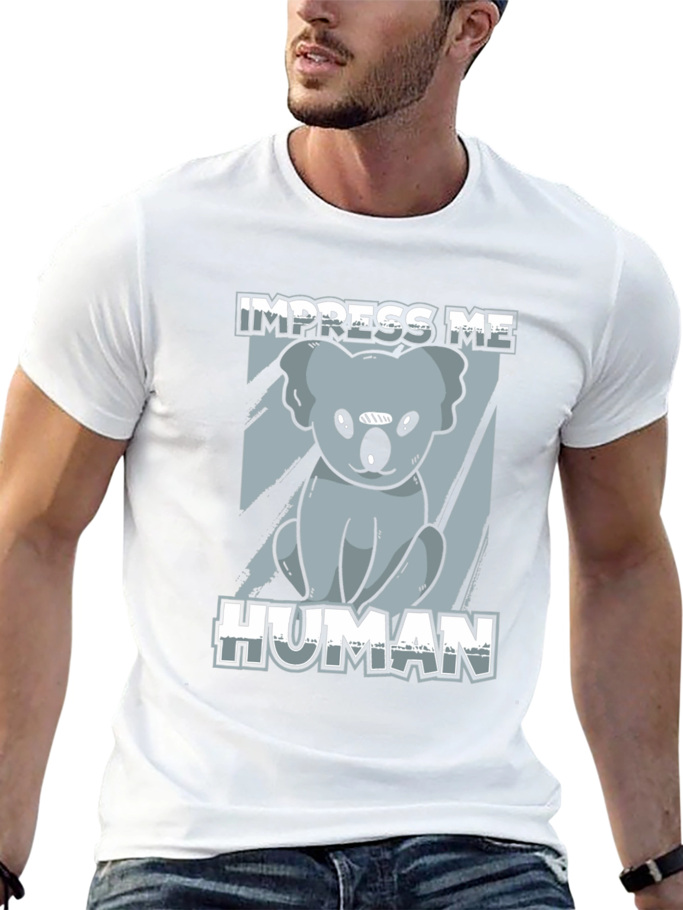 Impress Me Human Koala Bear Graphic Tee - Black