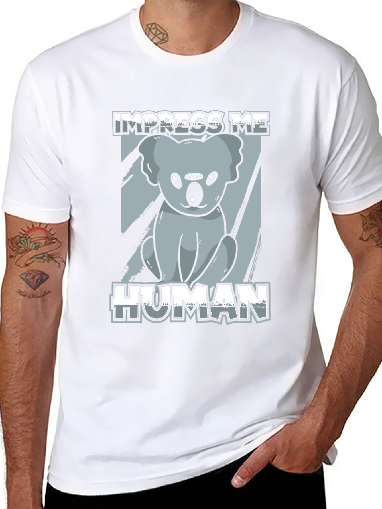 Impress Me Human Koala Bear Graphic Tee - Black