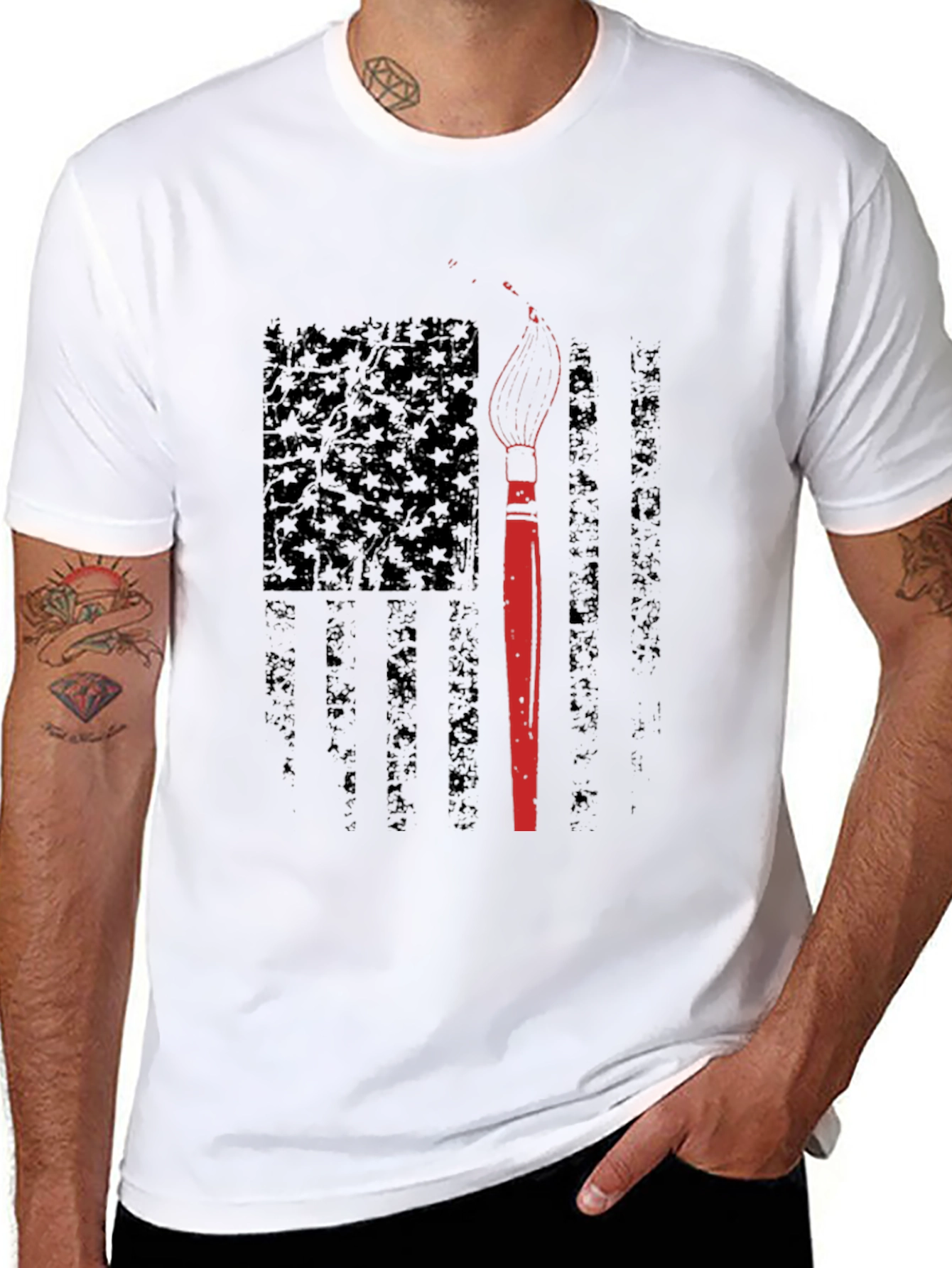 American Flag Artist T-Shirt - Patriotic Painter Tee