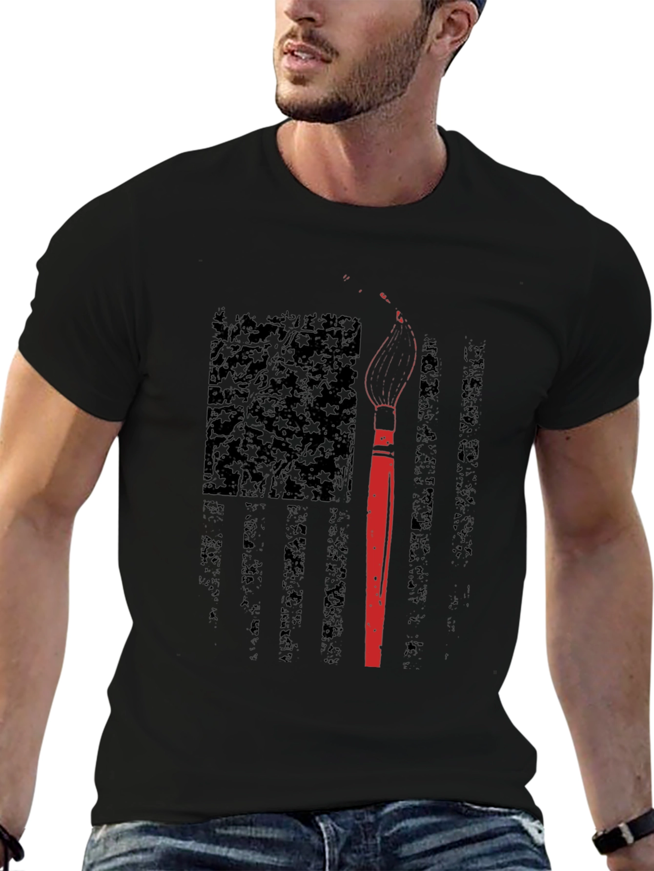 American Flag Artist T-Shirt - Patriotic Painter Tee