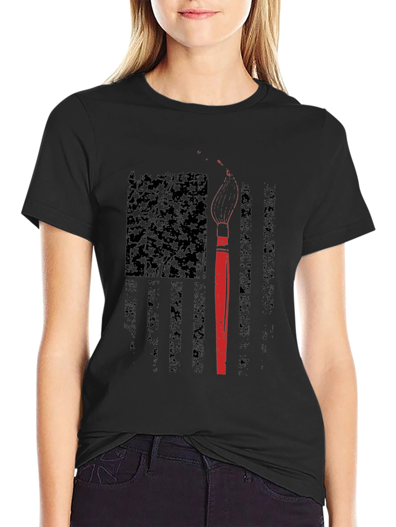 American Flag Artist T-Shirt - Patriotic Painter Tee