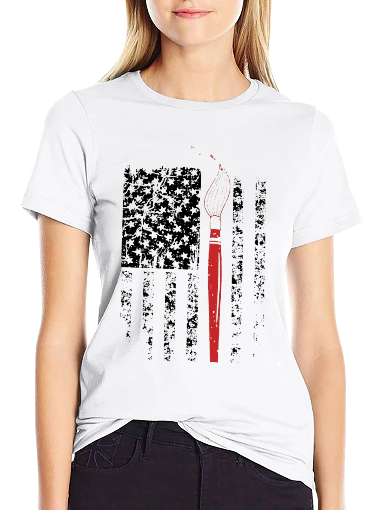 American Flag Artist T-Shirt - Patriotic Painter Tee