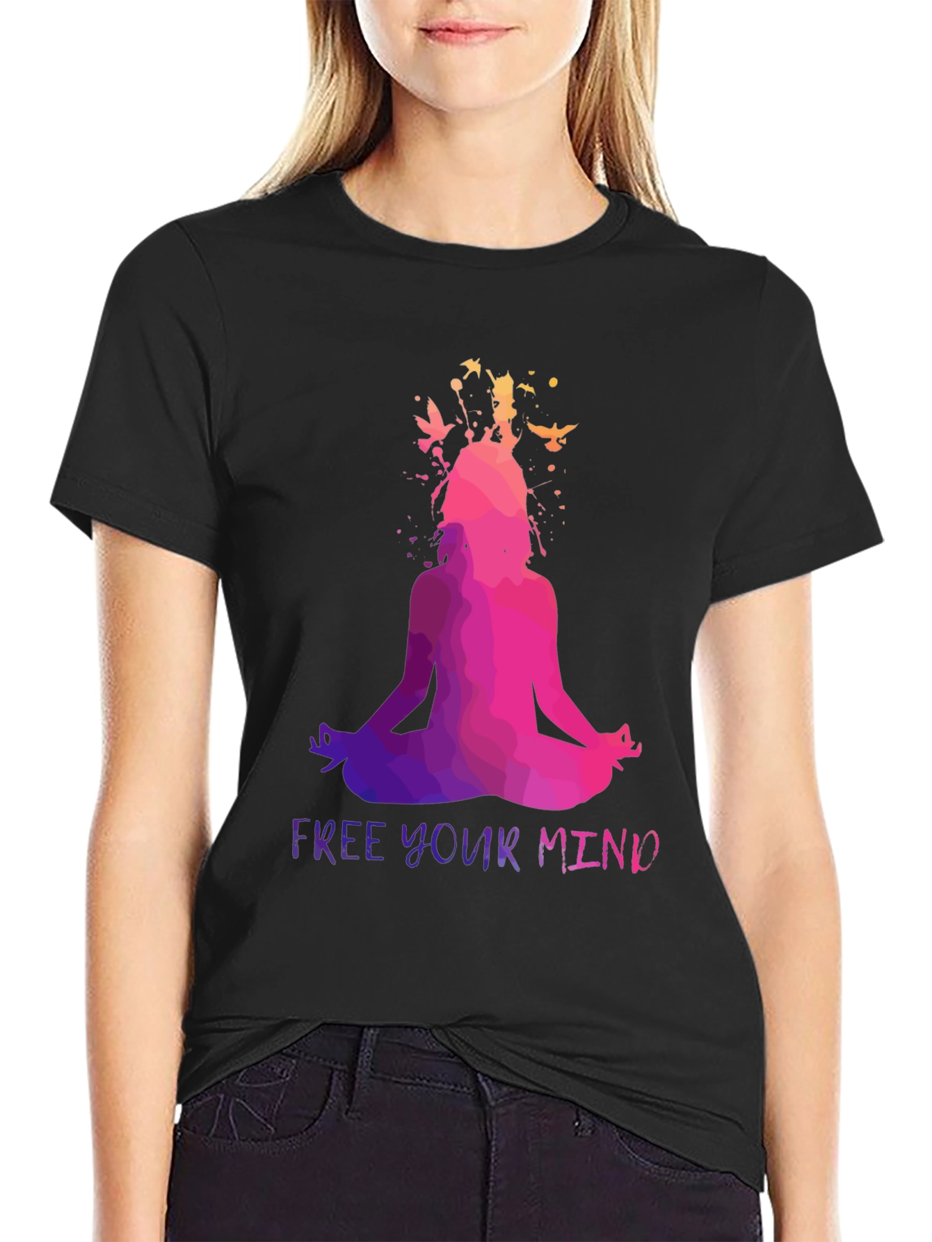 Free Your Mind Yoga T-Shirt - Meditating Silhouette