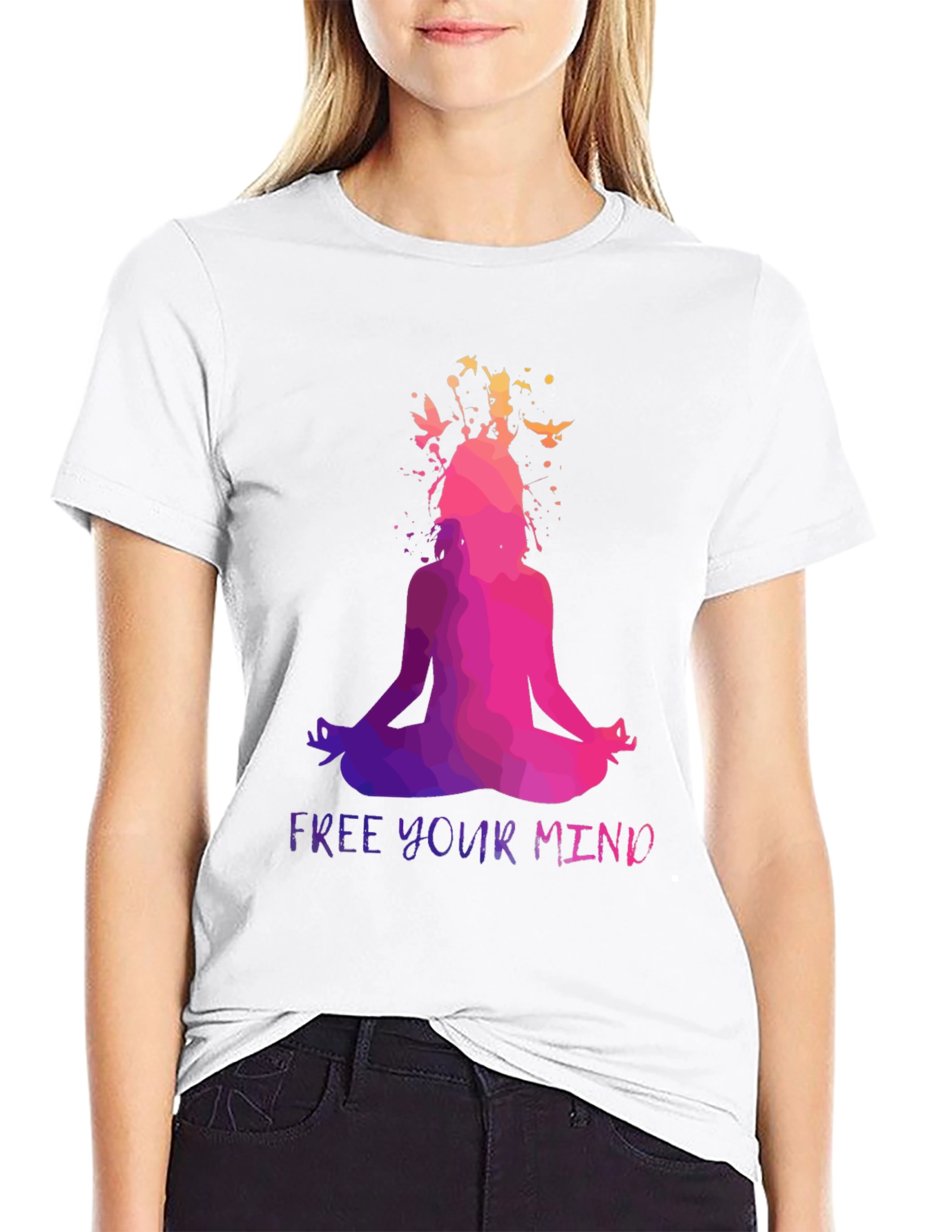 Free Your Mind Yoga T-Shirt - Meditating Silhouette