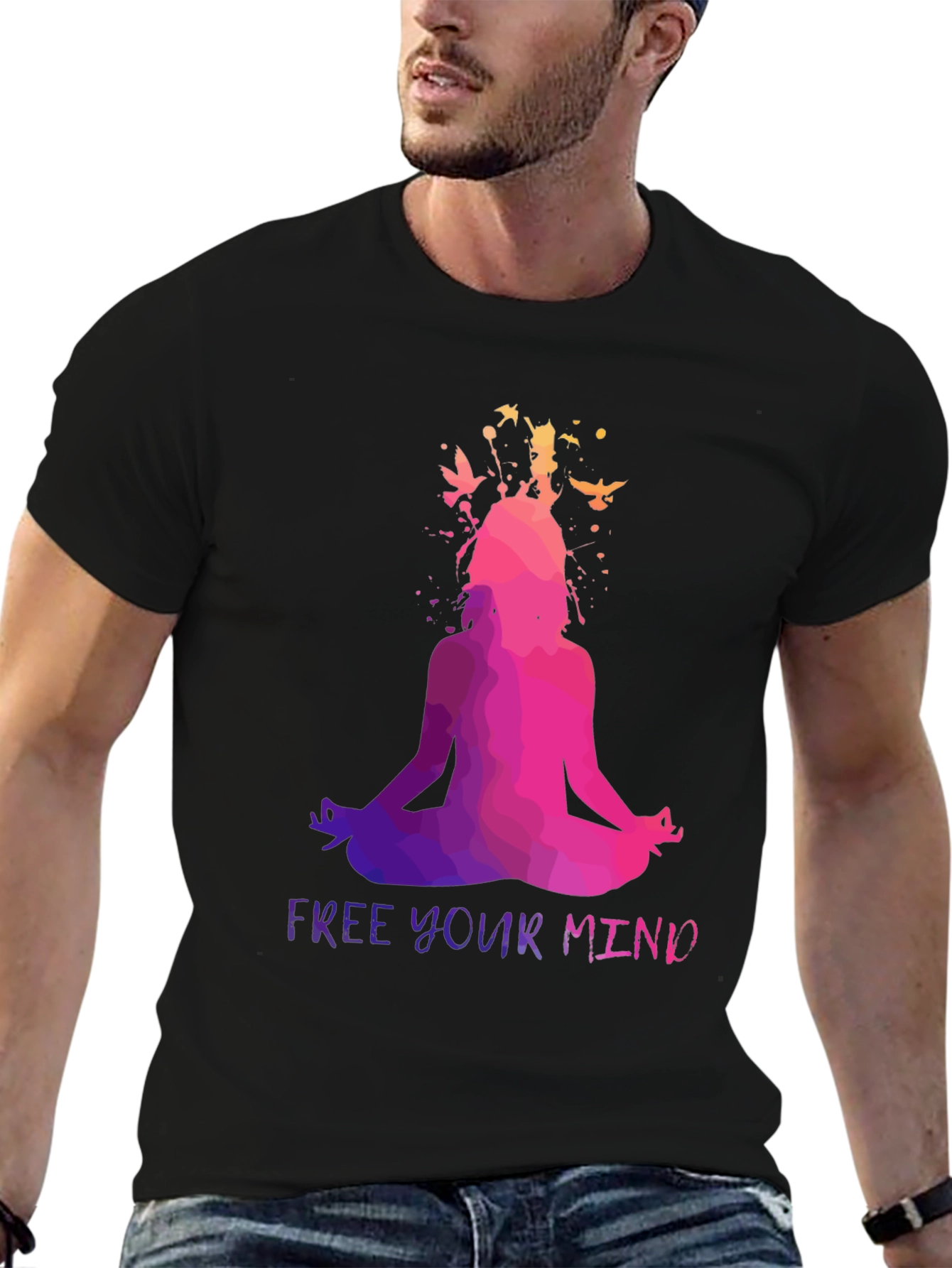 Free Your Mind Yoga T-Shirt - Meditating Silhouette