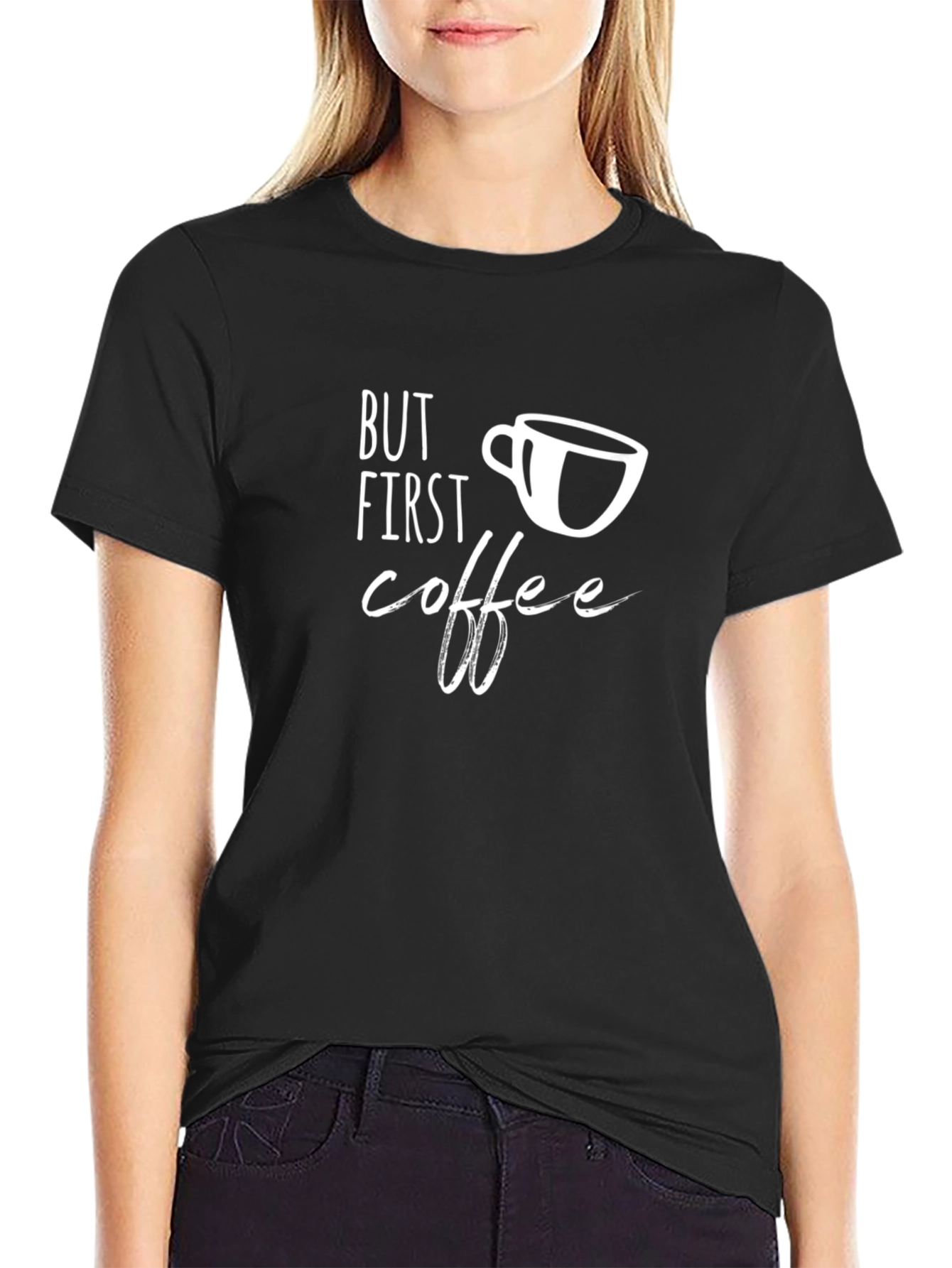 But First Coffee Graphic Tee - Casual Black T-Shirt