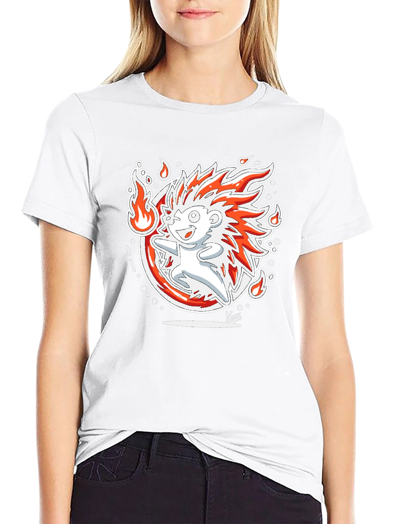 Fiery Hedgehog Graphic Print Black T-Shirt