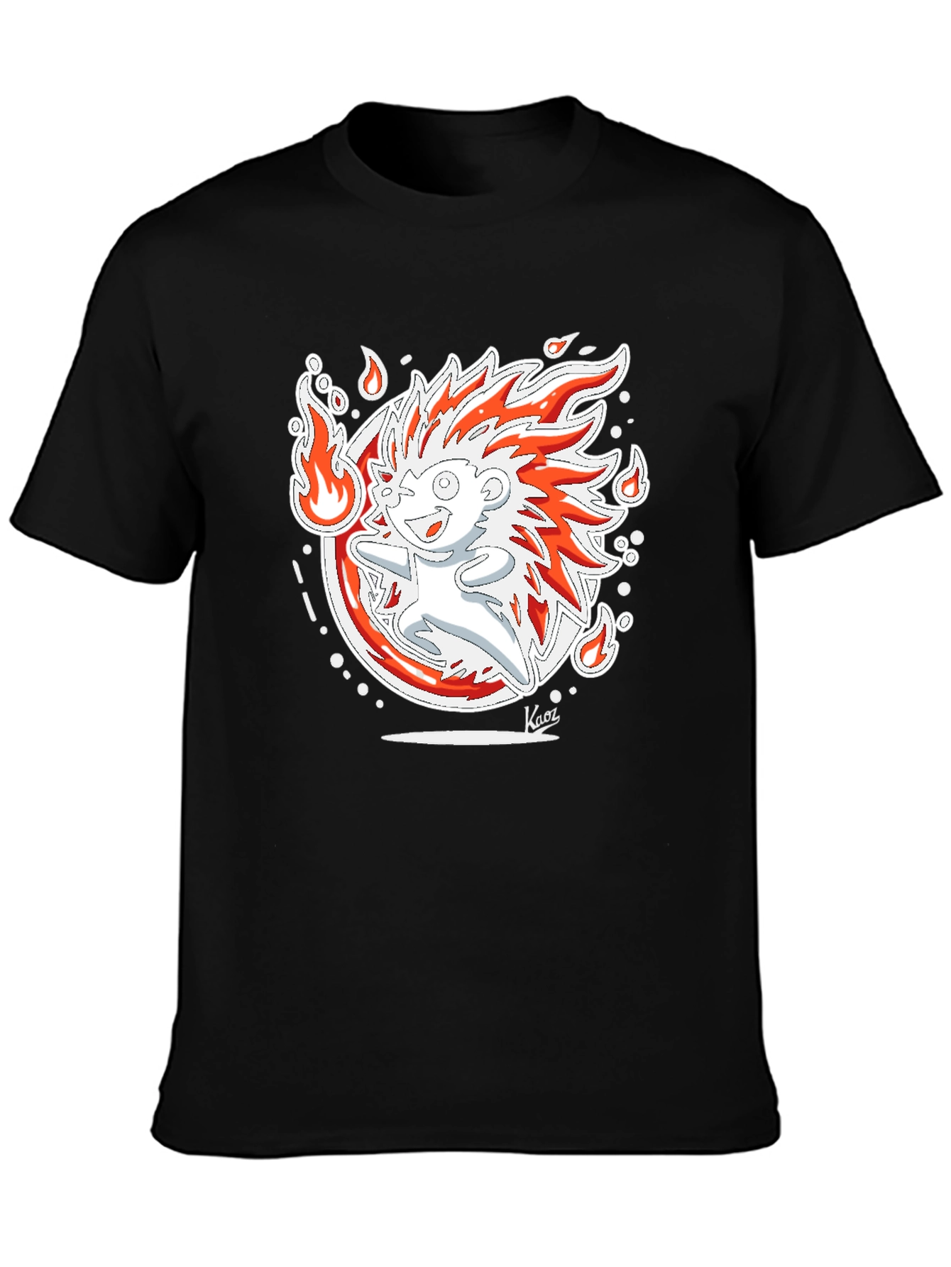 Fiery Hedgehog Graphic Print Black T-Shirt