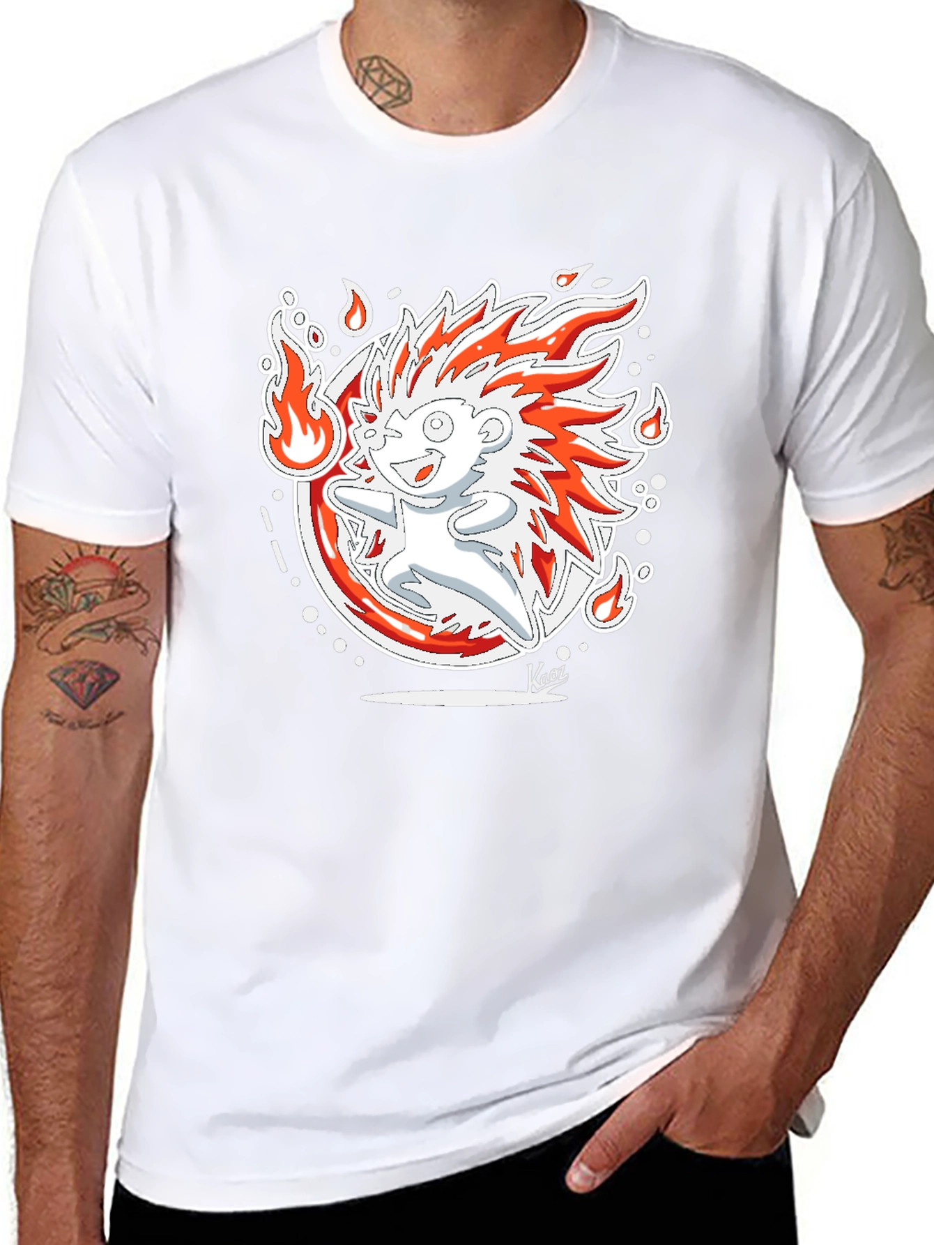 Fiery Hedgehog Graphic Print Black T-Shirt