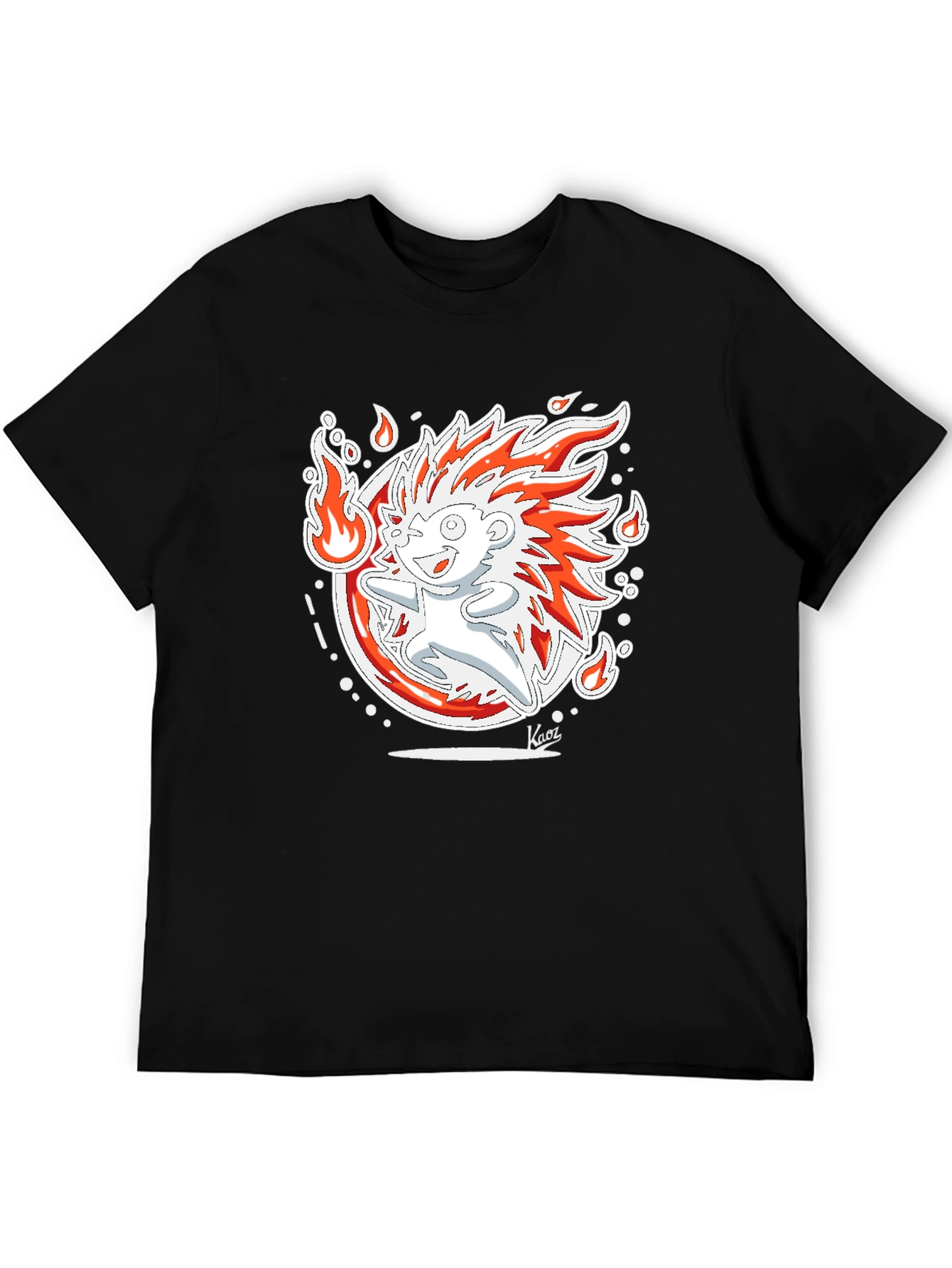 Fiery Hedgehog Graphic Print Black T-Shirt