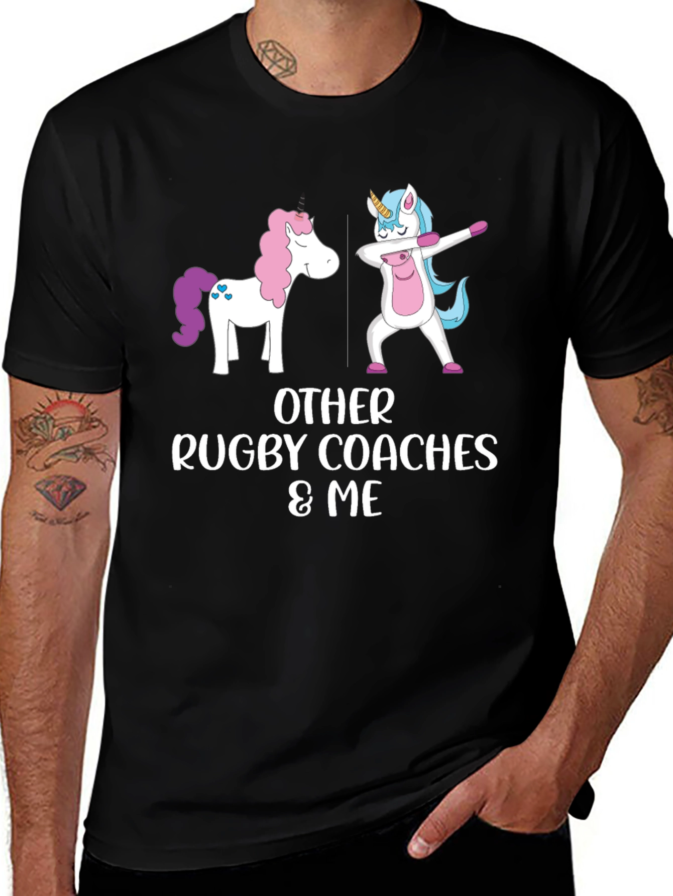 Funny Rugby Coach Unicorn Graphic Tee