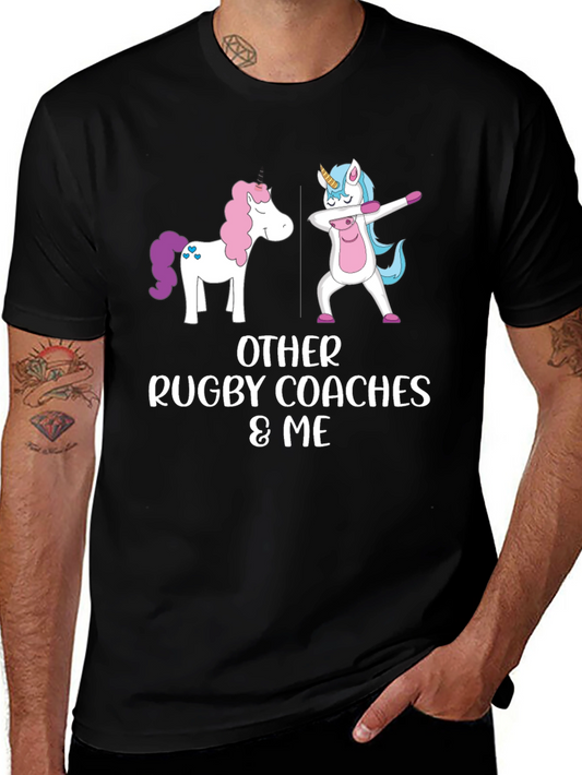 Funny Rugby Coach Unicorn Graphic Tee