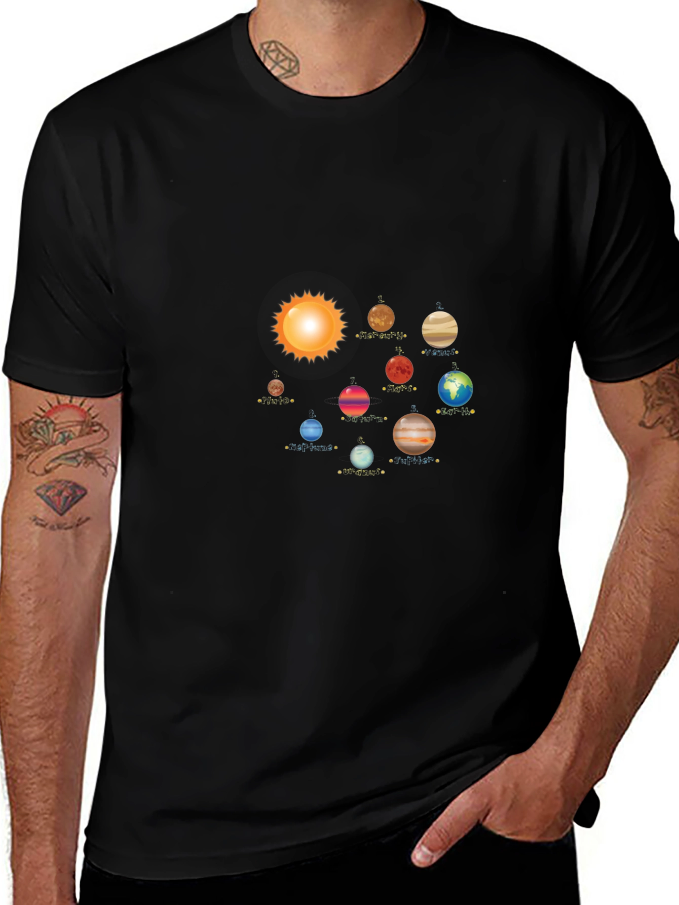Planets Solar System Black T-Shirt