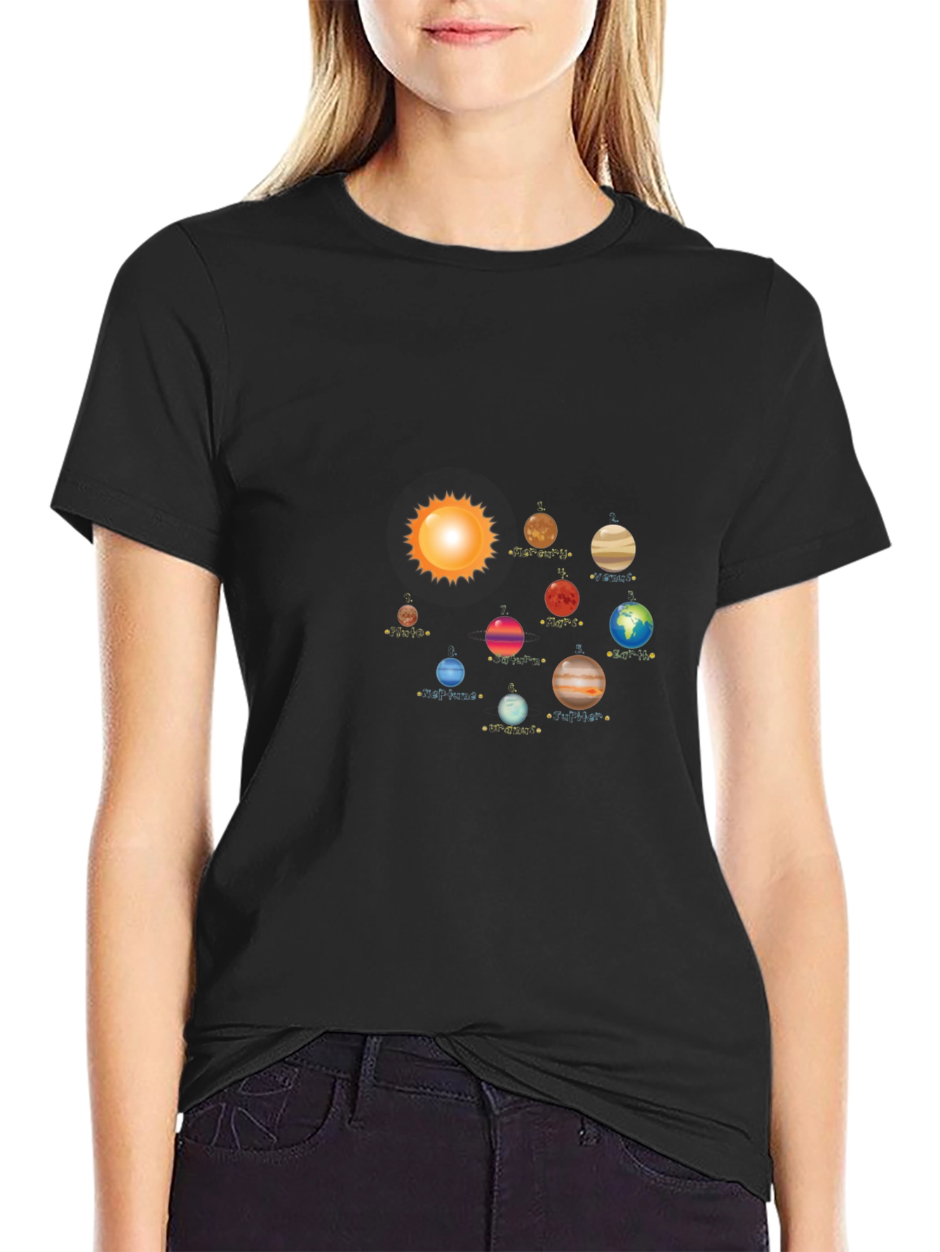 Planets Solar System Black T-Shirt