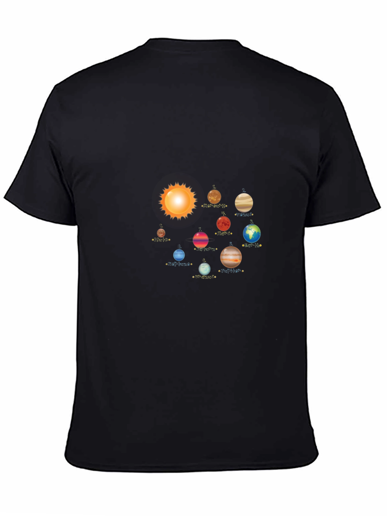 Planets Solar System Black T-Shirt