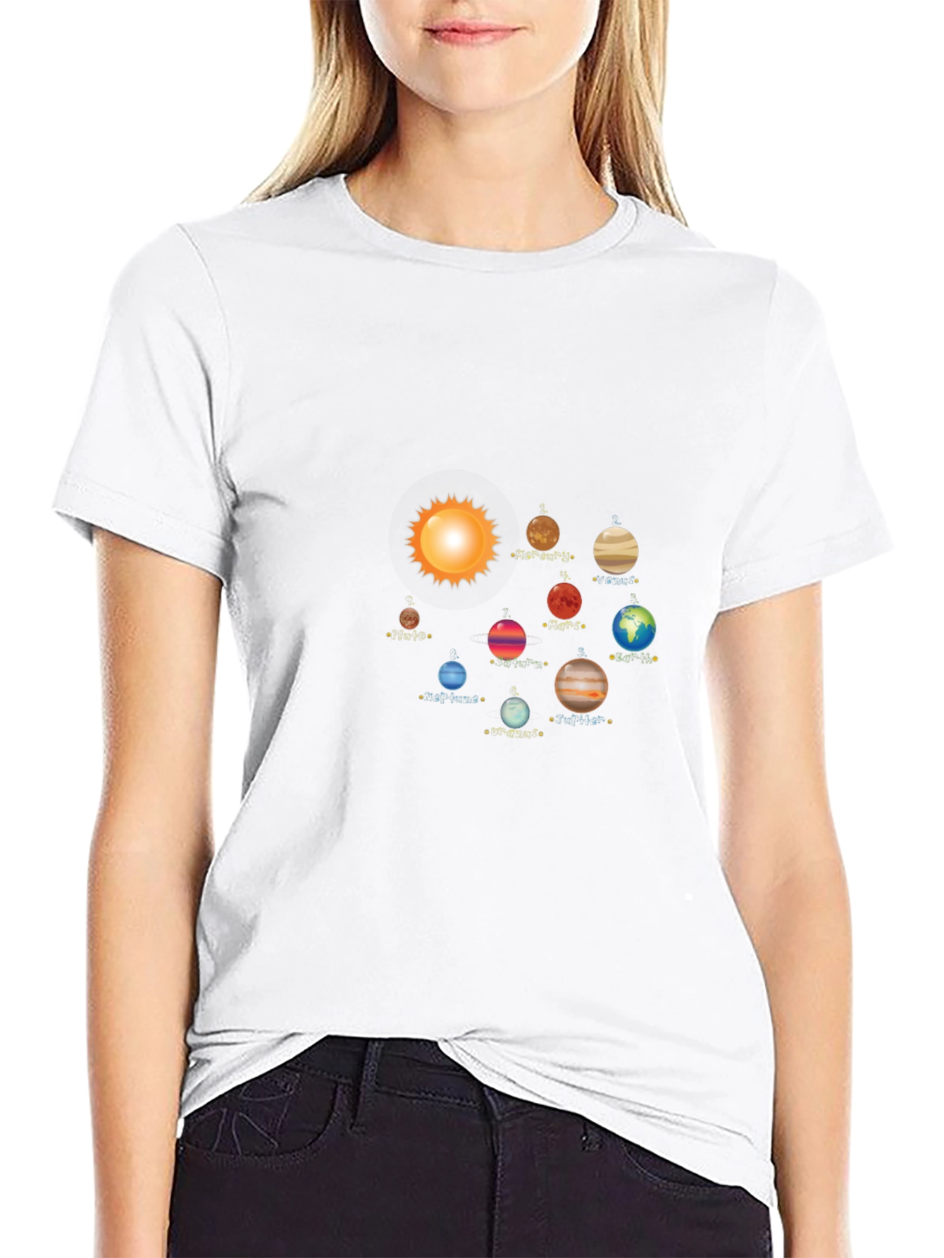 Planets Solar System Black T-Shirt