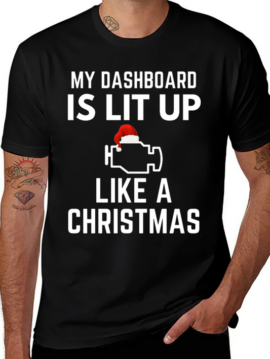 Funny Car Christmas T-Shirt - Dashboard Lit Up Like a Christmas!