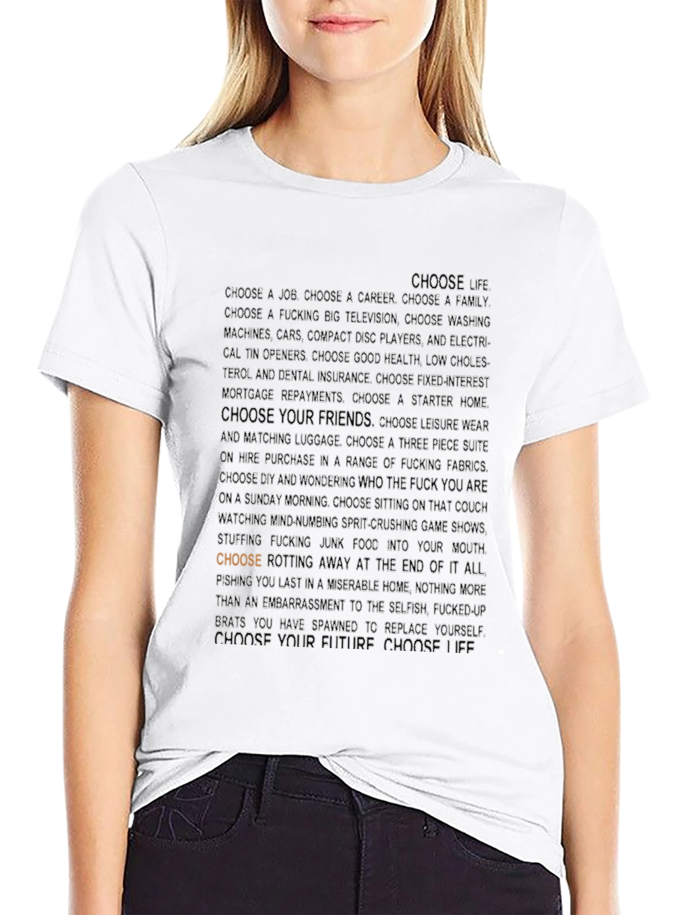 Choose Life Slogan T-Shirt - Black
