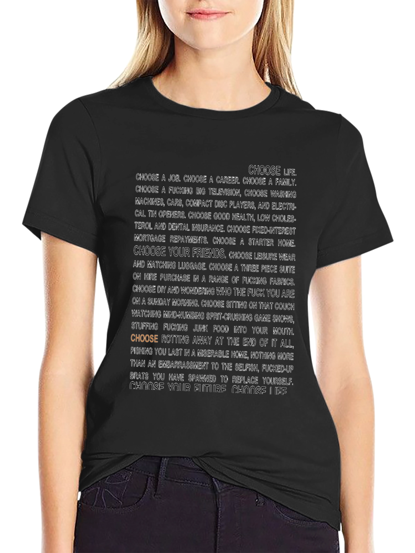 Choose Life Slogan T-Shirt - Black