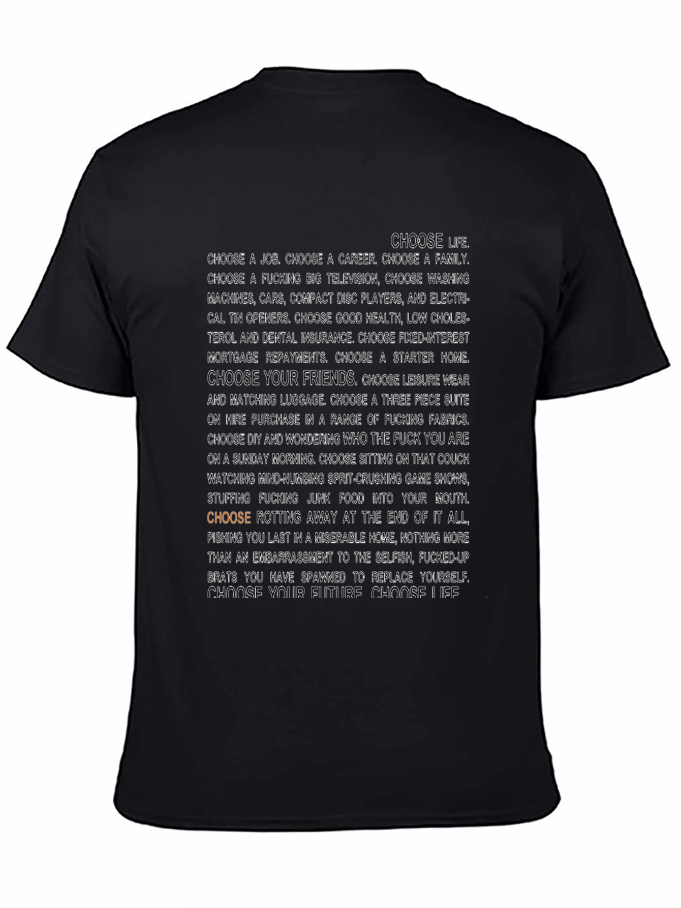 Choose Life Slogan T-Shirt - Black
