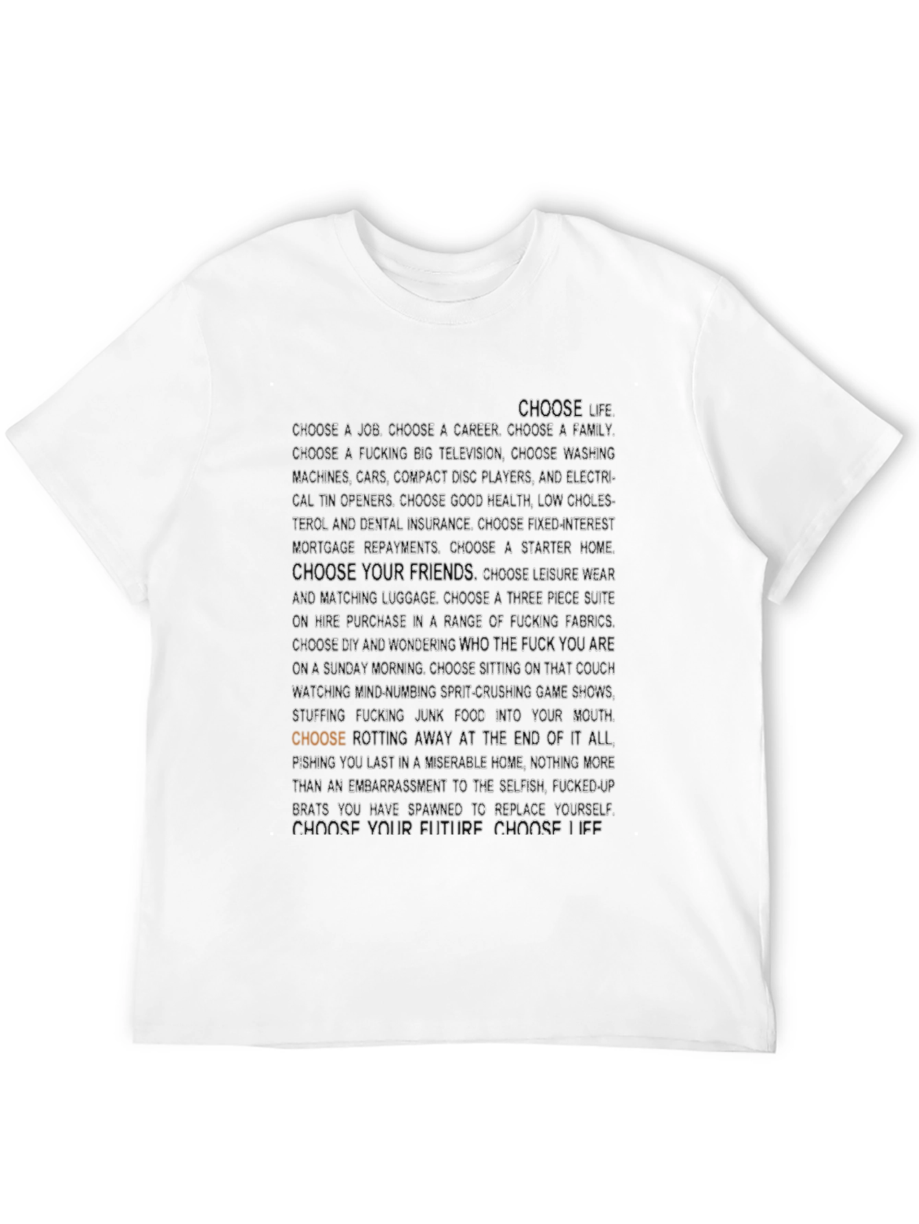 Choose Life Slogan T-Shirt - Black