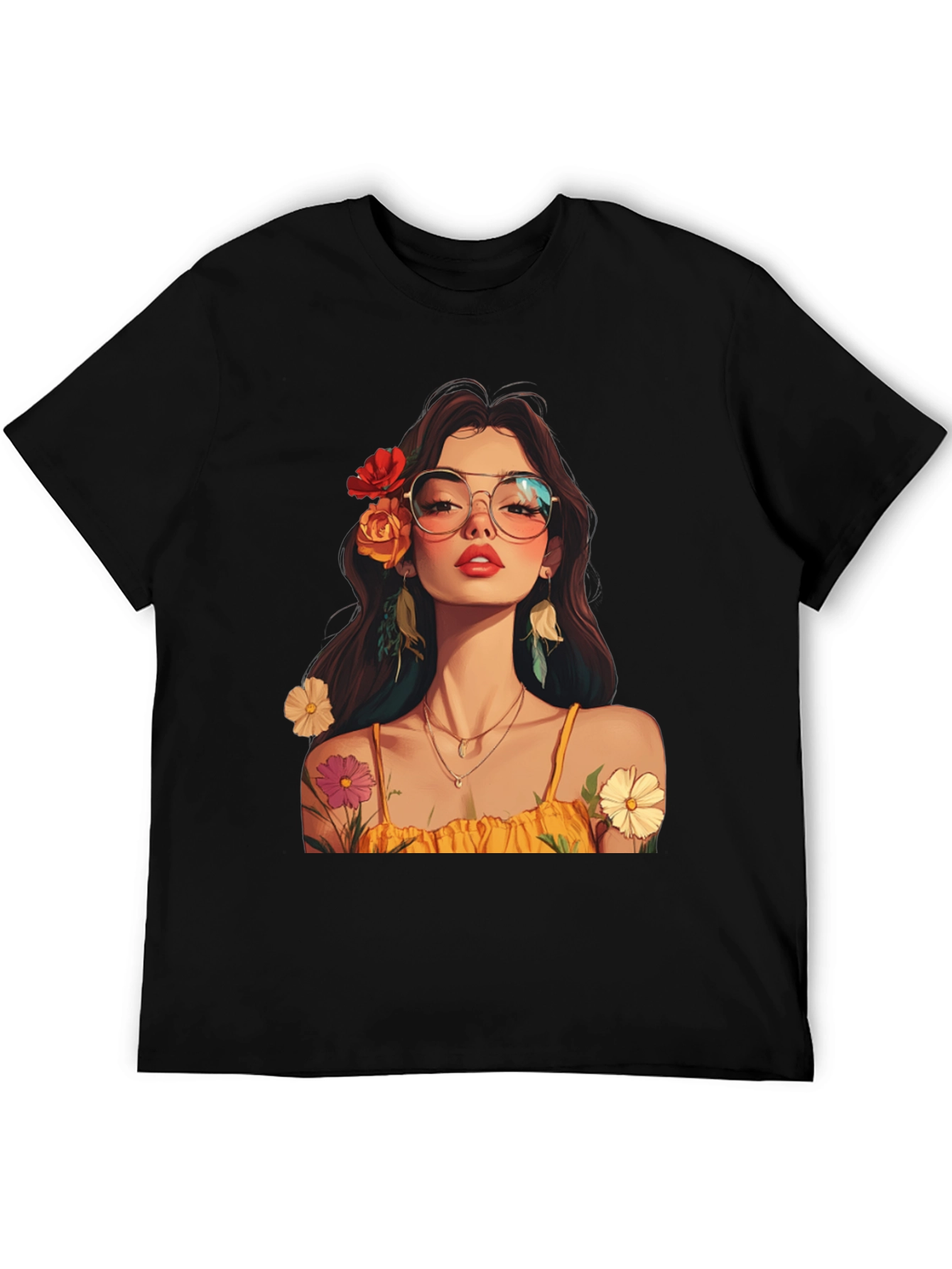 Floral Woman Graphic Tee - Stylish & Unique