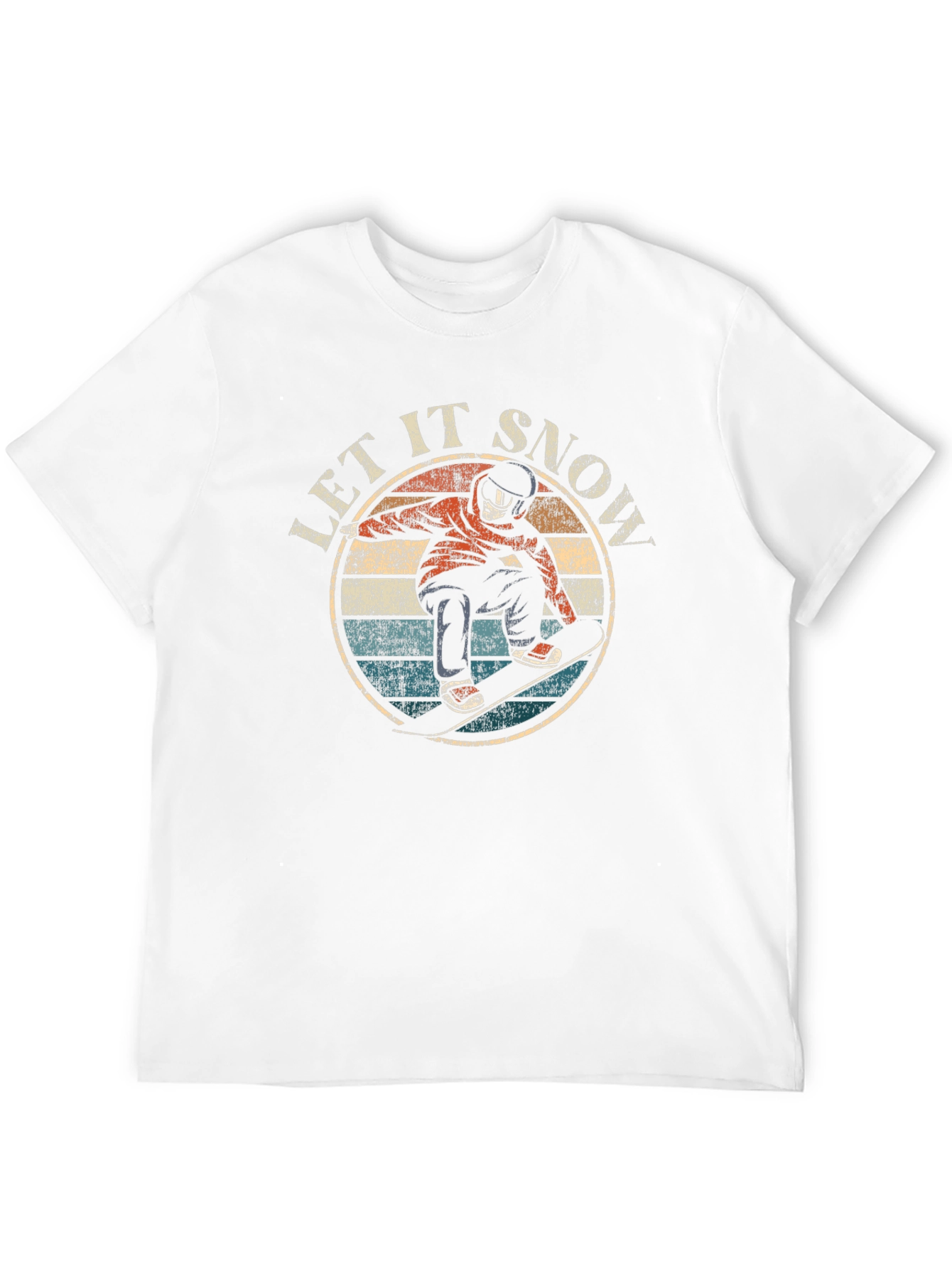 Let It Snow Snowboarder Graphic Tee - Retro Style
