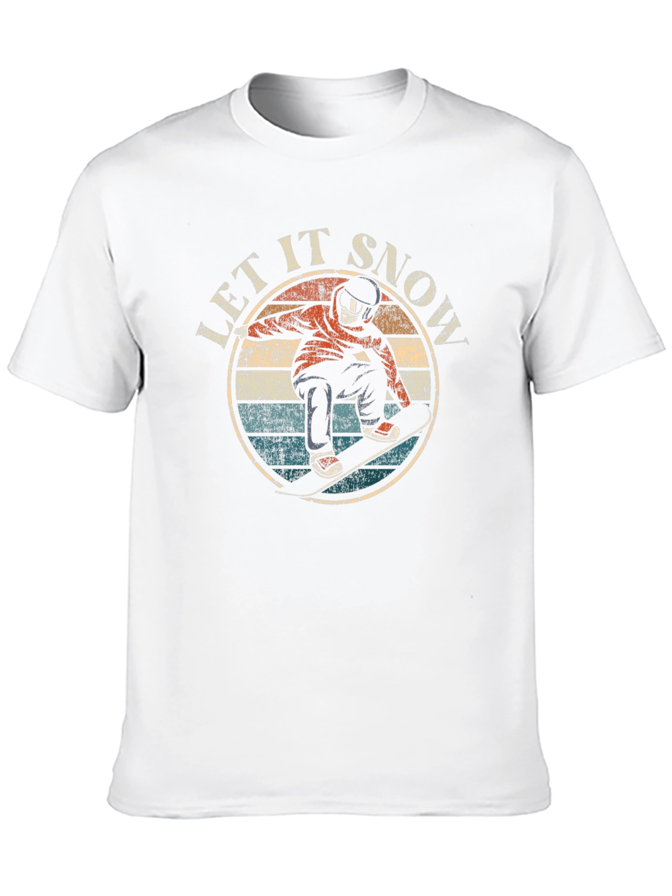 Let It Snow Snowboarder Graphic Tee - Retro Style