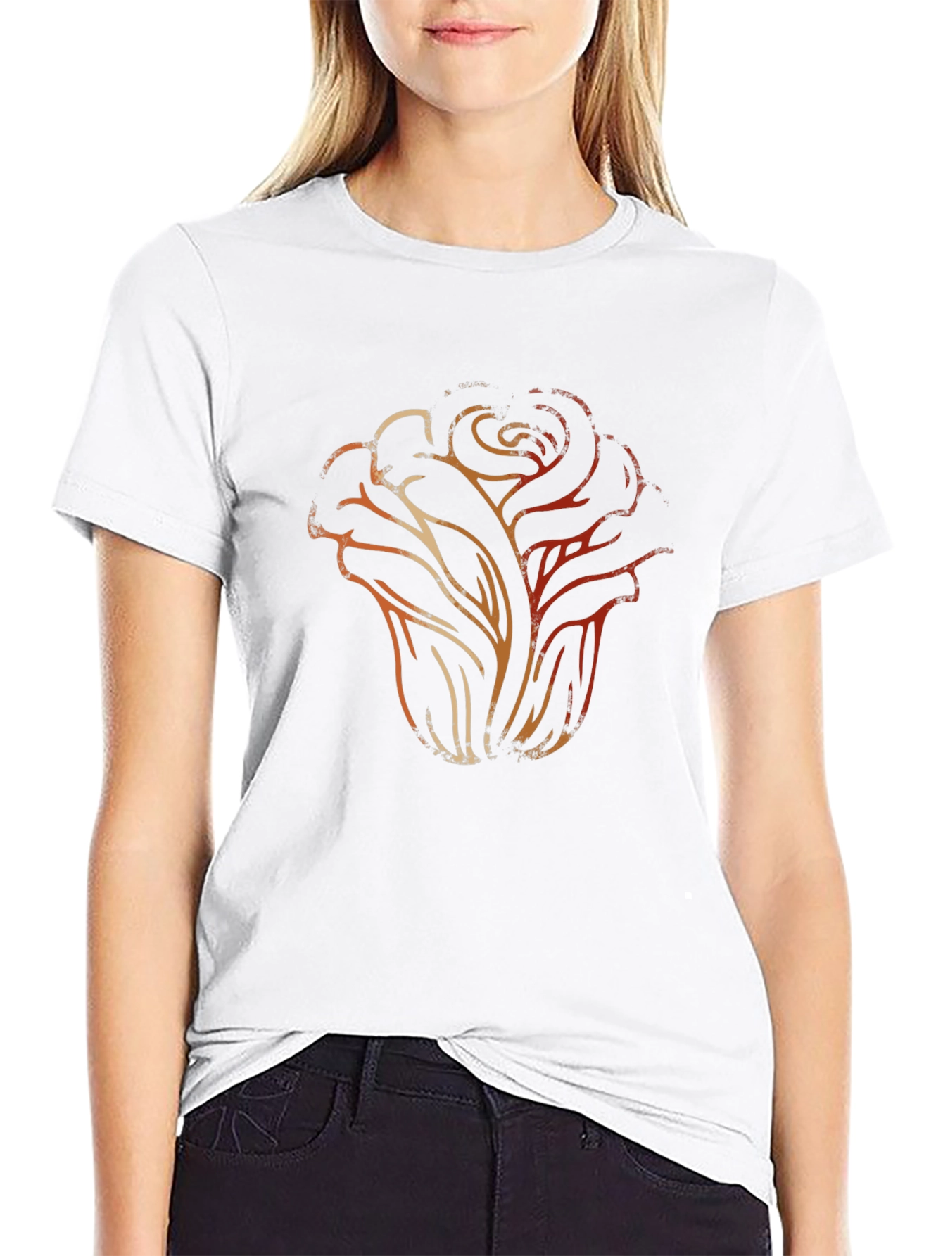 Abstract Rose Graphic Tee - Modern Casual Style