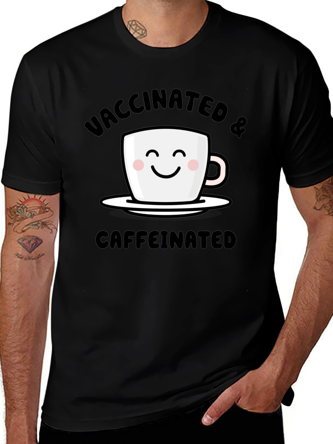 Vaccinated & Caffeinated T-Shirt - Novelty Tee