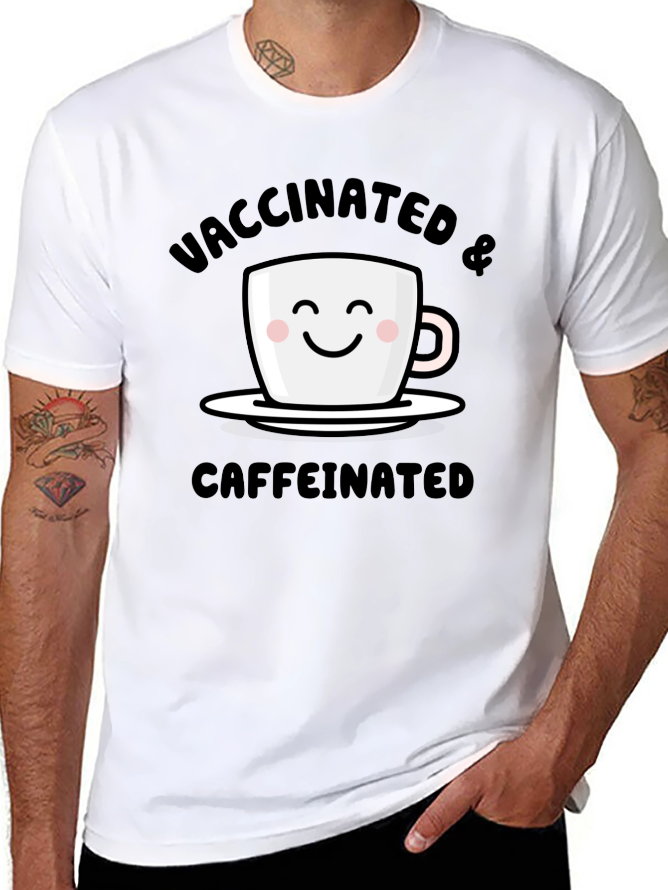 Vaccinated & Caffeinated T-Shirt - Novelty Tee
