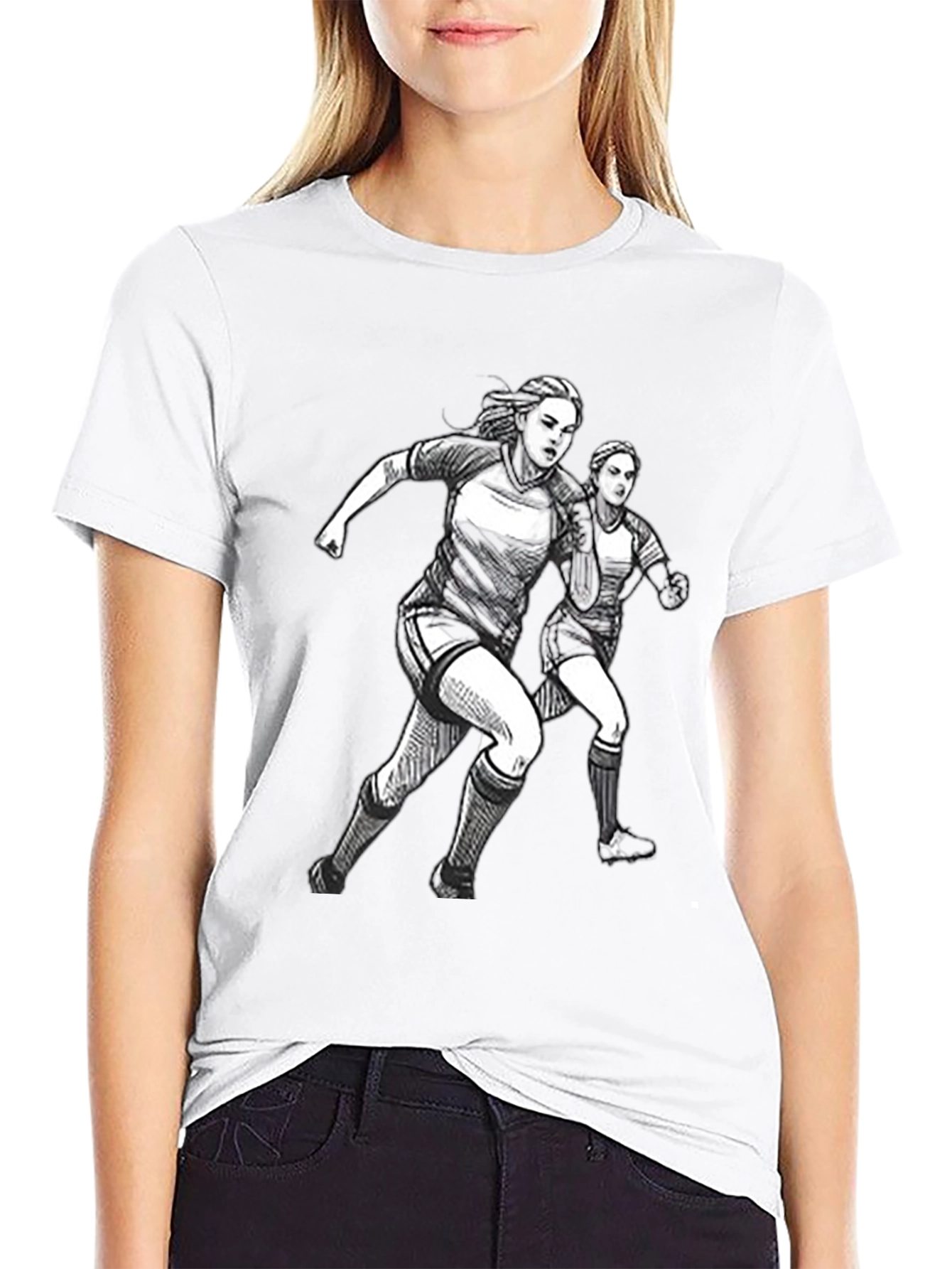 Womens Soccer Graphic Tee - Black