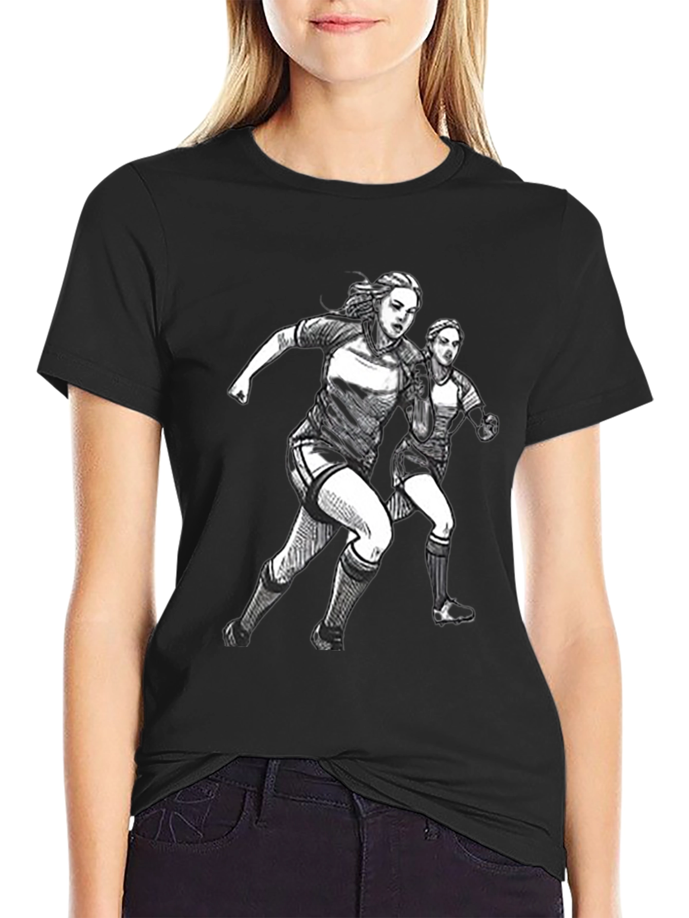 Womens Soccer Graphic Tee - Black