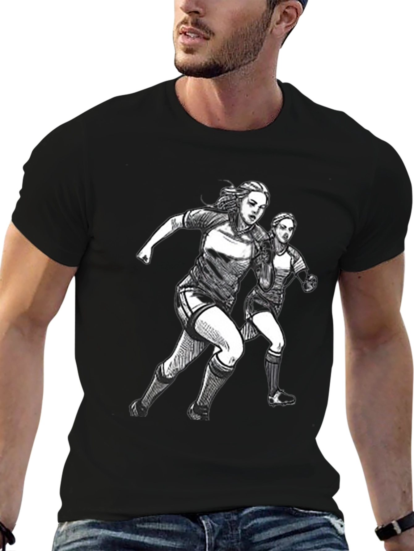 Womens Soccer Graphic Tee - Black