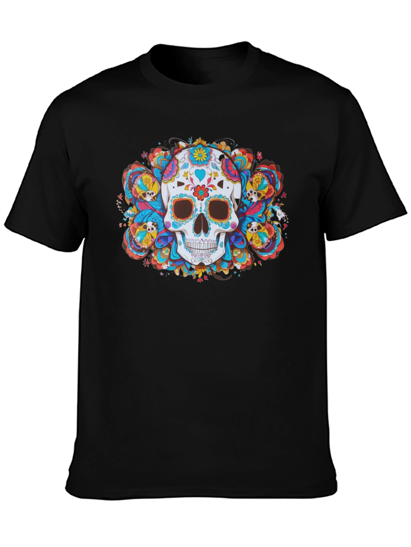Day of the Dead Skull Graphic Tee - Black