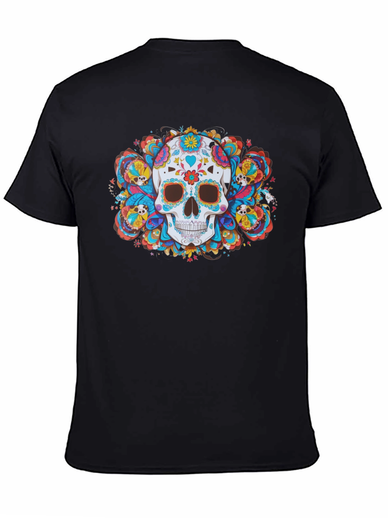 Day of the Dead Skull Graphic Tee - Black