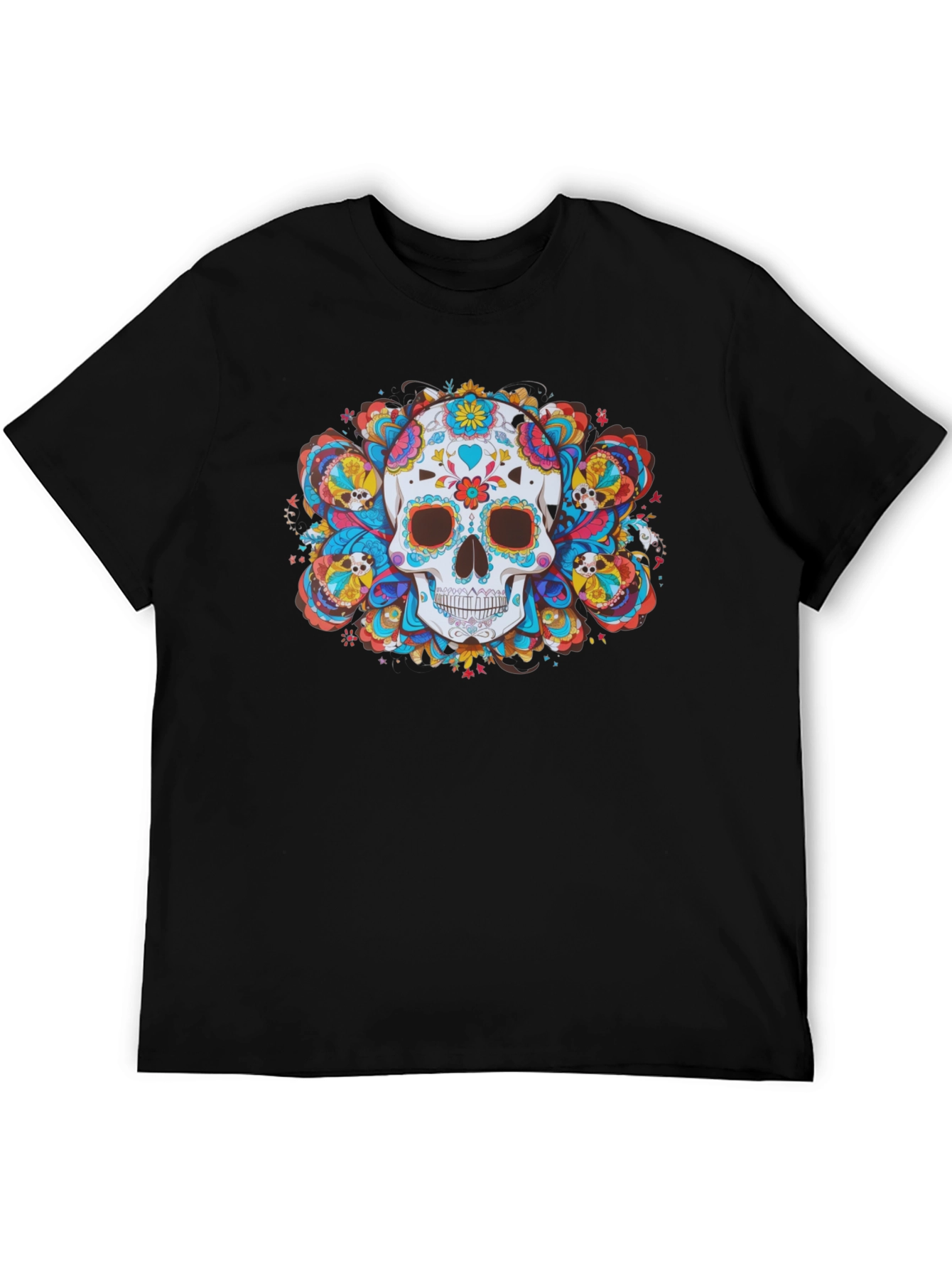 Day of the Dead Skull Graphic Tee - Black