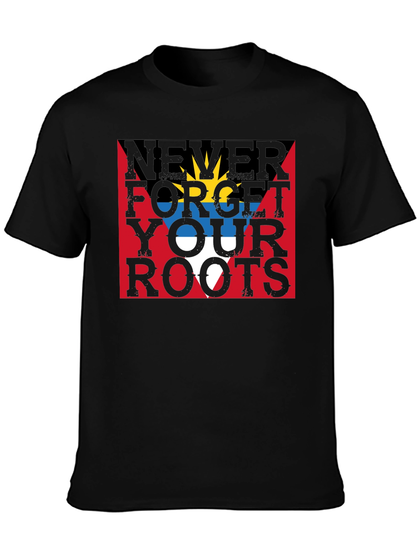 Never Forget Your Roots Antigua Flag T-Shirt
