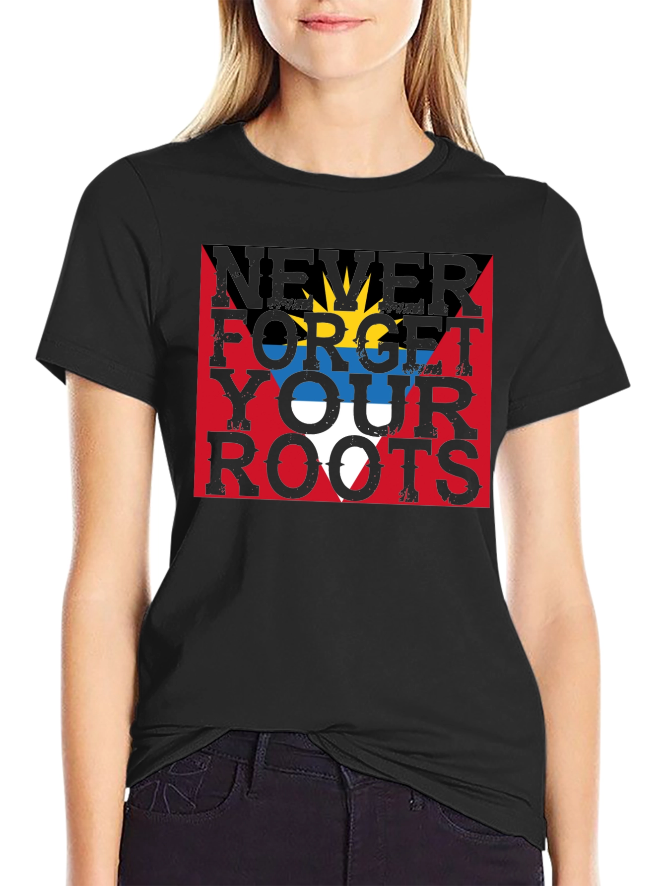 Never Forget Your Roots Antigua Flag T-Shirt
